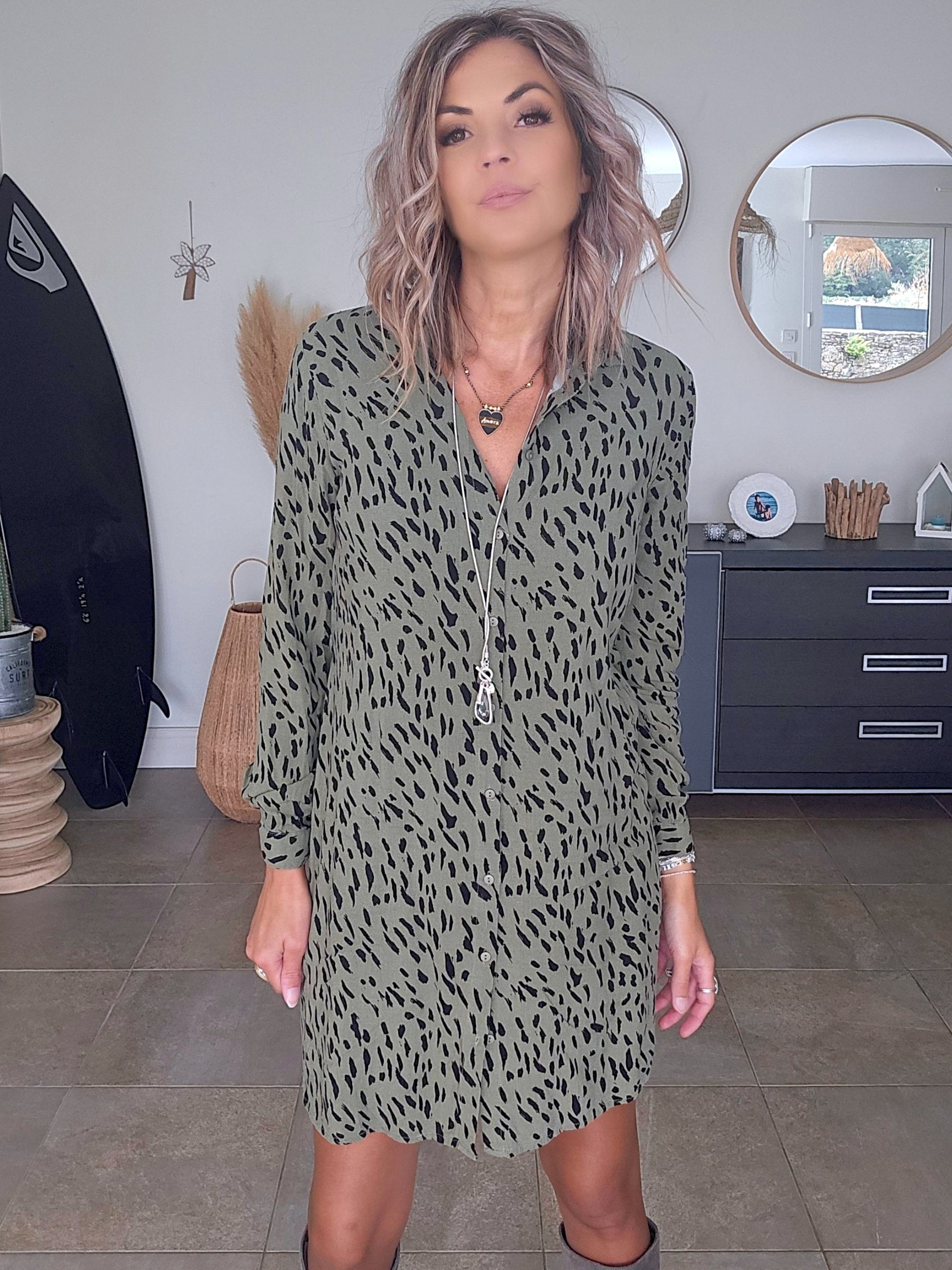 Robe kaki léopard