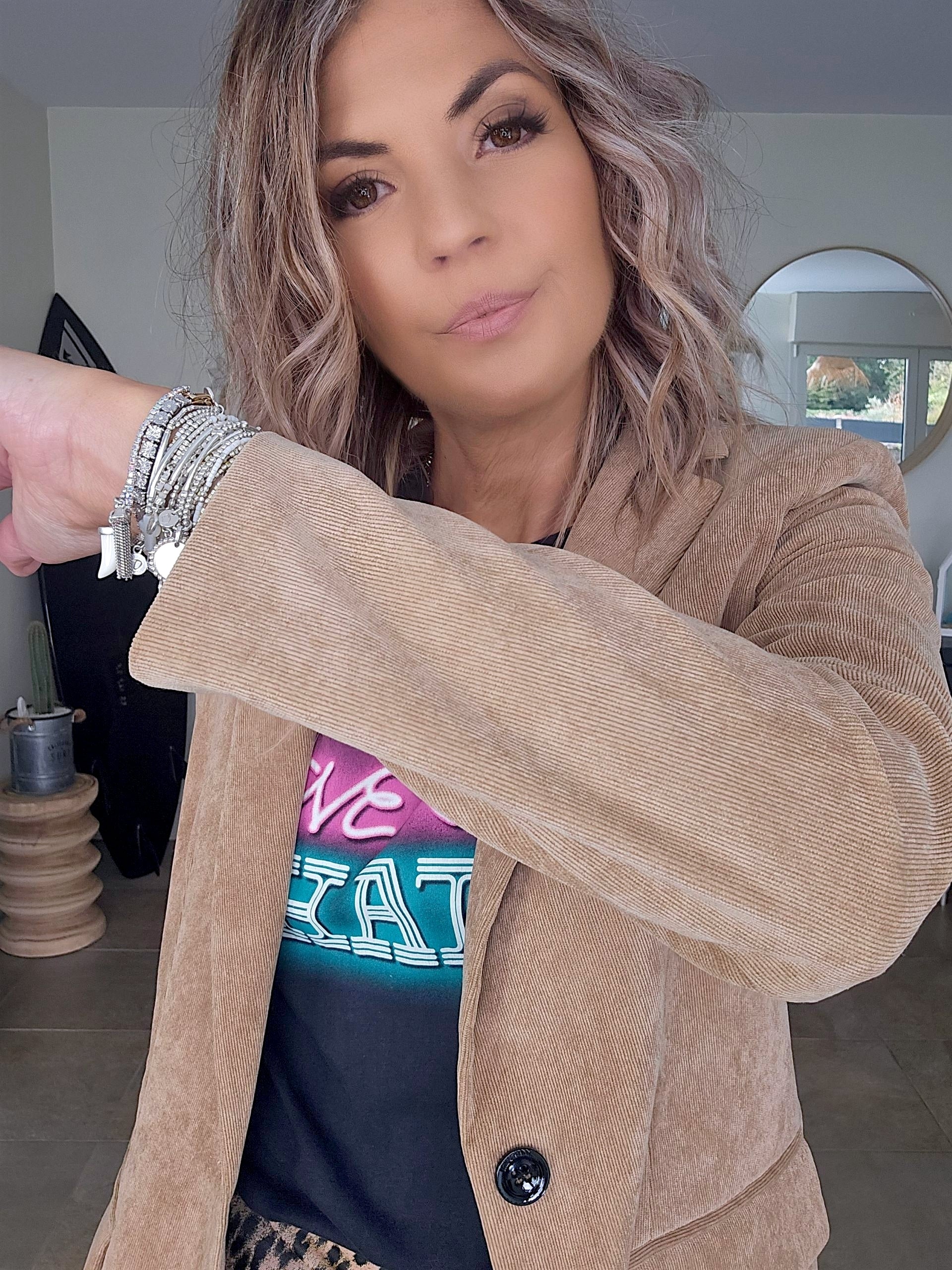 Veste beige velours côtelé