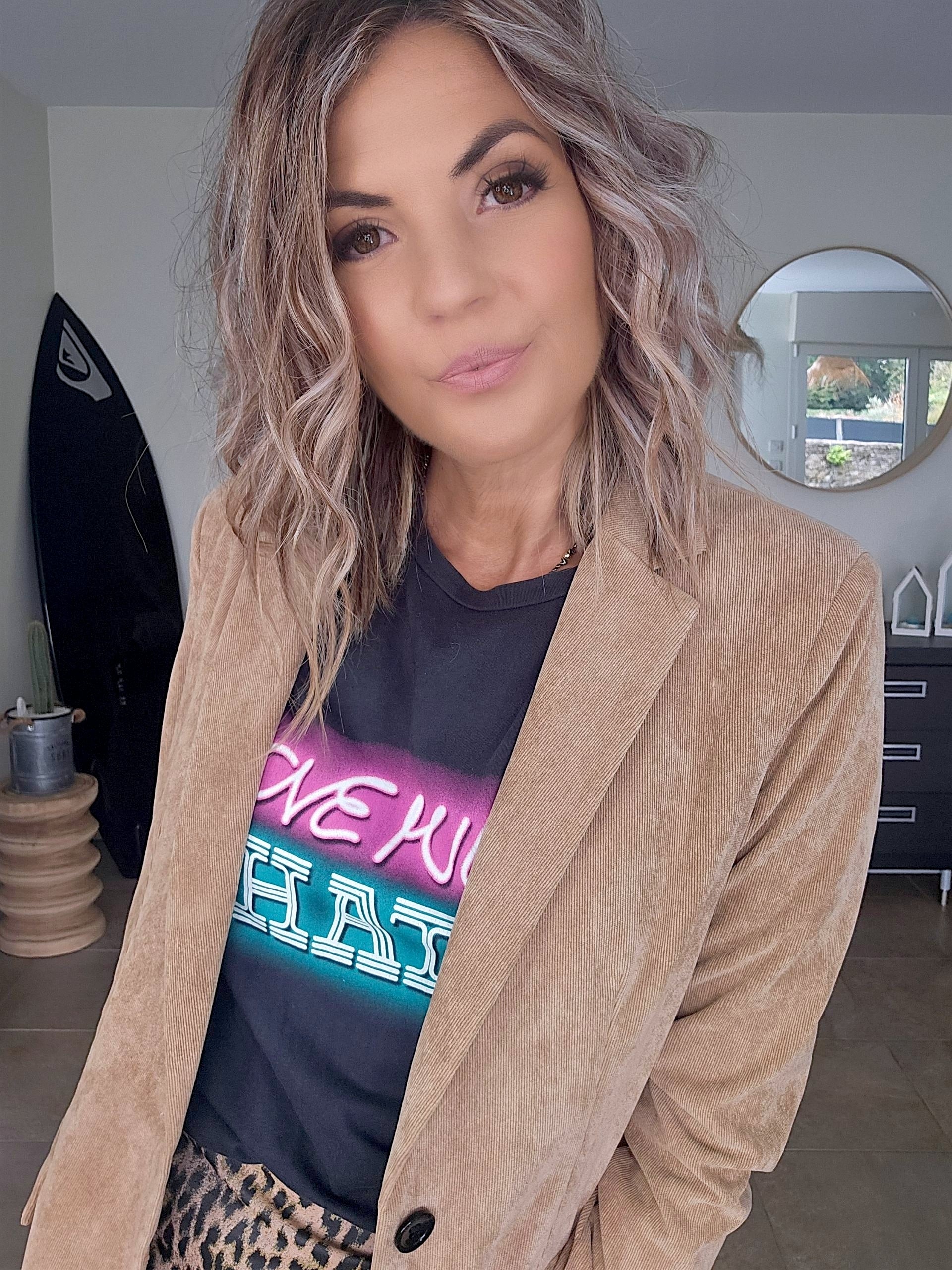 Veste beige velours côtelé