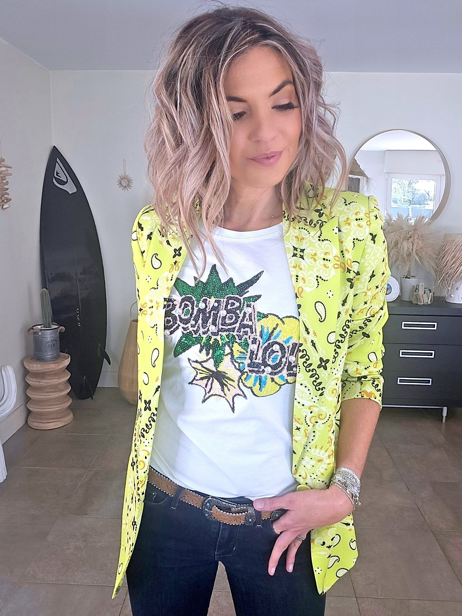 Blazer bandana vert anis - 𝐌𝐚𝐫𝐢𝐧𝐚𝟒𝟒𝐟𝐚𝐦𝐢𝐥𝐲