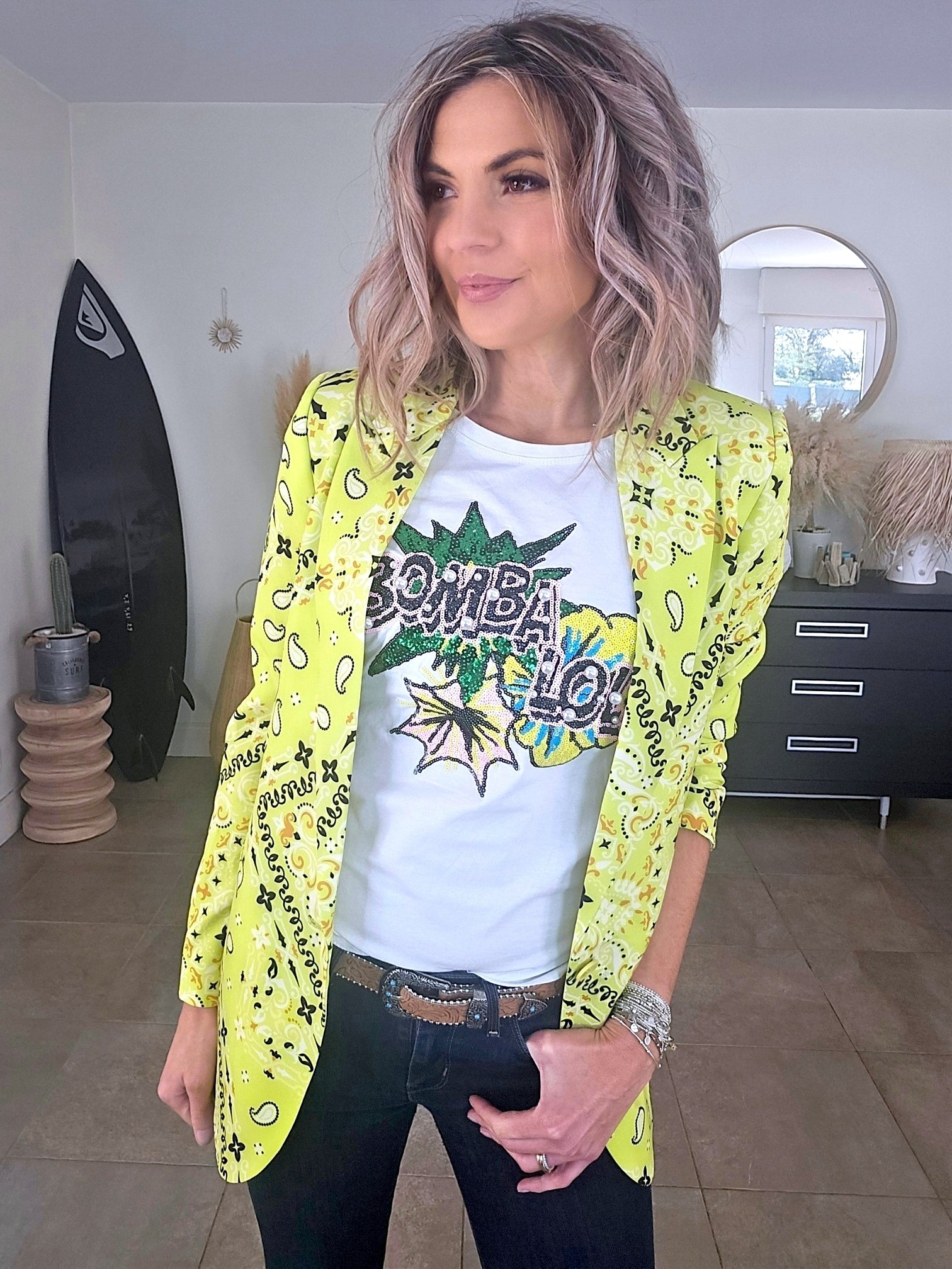 Blazer bandana vert anis - 𝐌𝐚𝐫𝐢𝐧𝐚𝟒𝟒𝐟𝐚𝐦𝐢𝐥𝐲