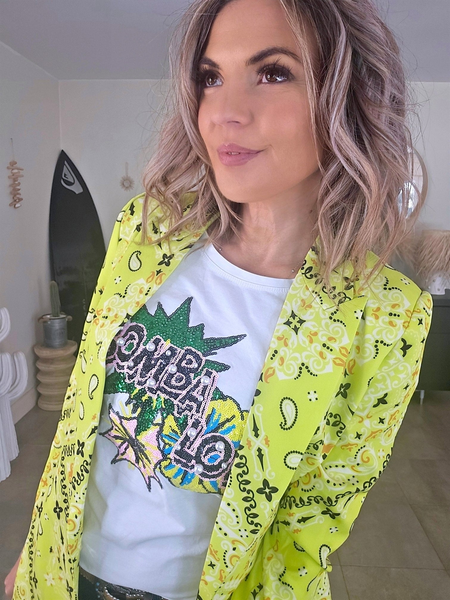 Blazer bandana vert anis - 𝐌𝐚𝐫𝐢𝐧𝐚𝟒𝟒𝐟𝐚𝐦𝐢𝐥𝐲