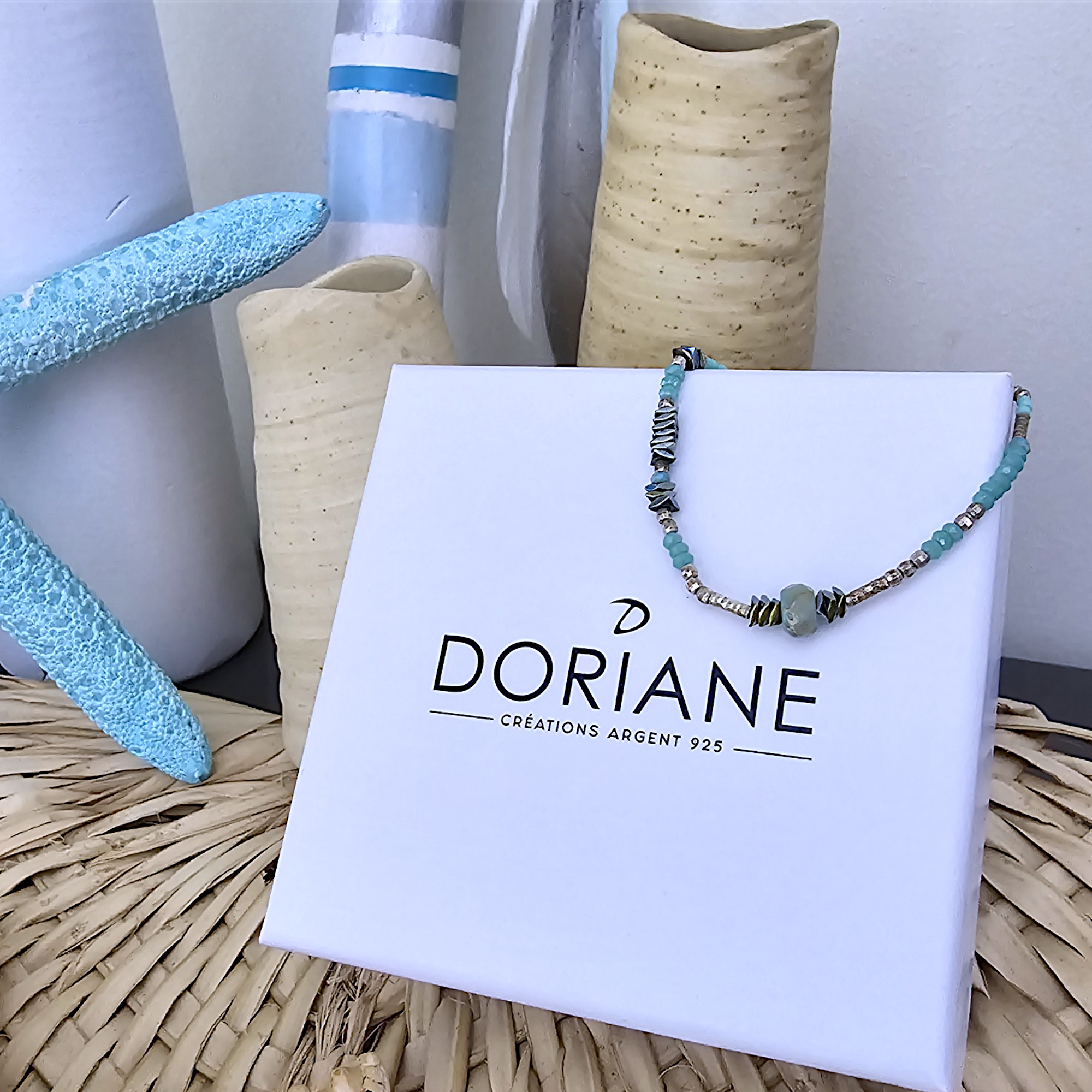 Bracelet bleu turquoise DORIANE - 𝐌𝐚𝐫𝐢𝐧𝐚𝟒𝟒𝐟𝐚𝐦𝐢𝐥𝐲