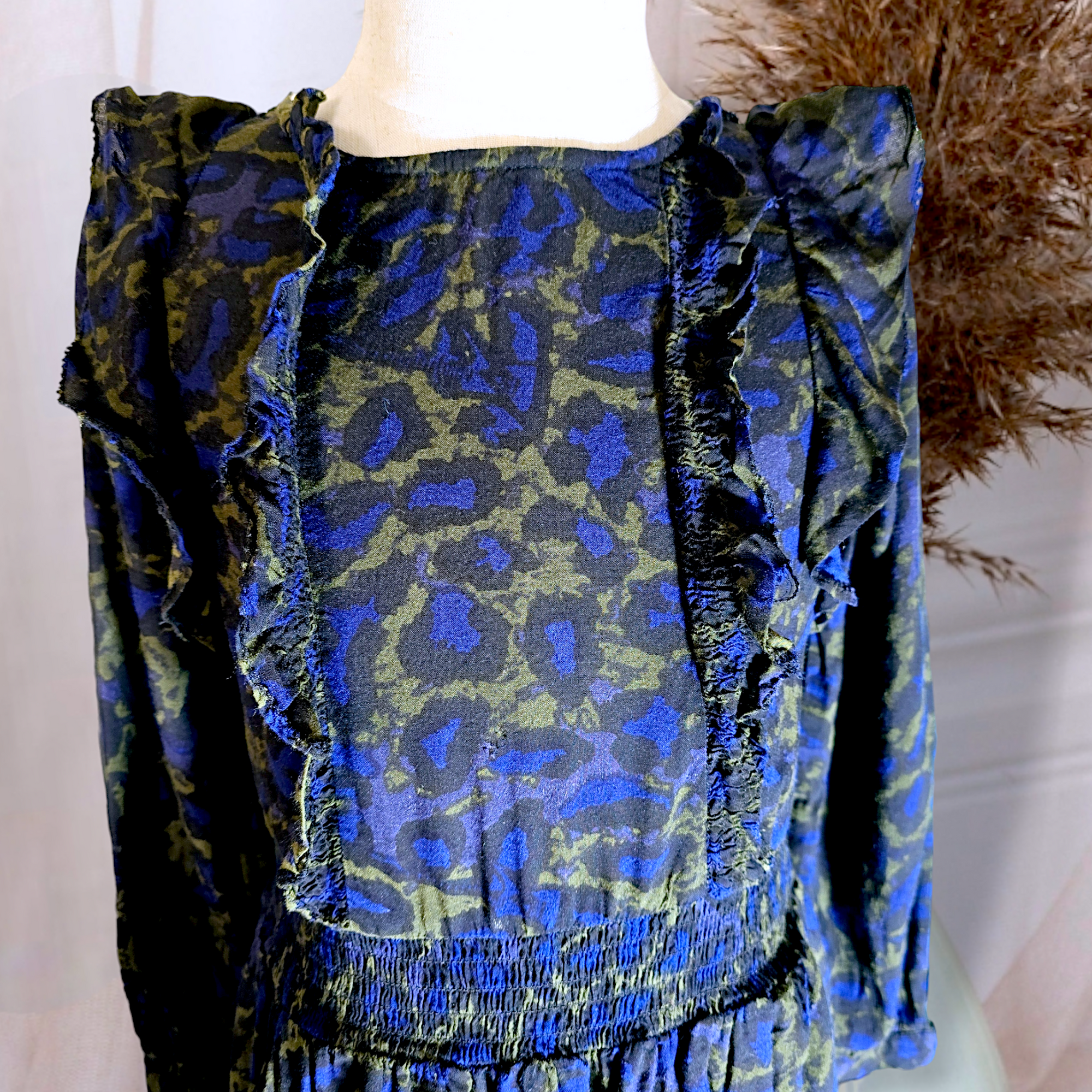 Robe fille léopard kakie &amp; bleue                             ZADIG &amp; VOLTAIRE - 𝐌𝐚𝐫𝐢𝐧𝐚𝟒𝟒𝐟𝐚𝐦𝐢𝐥𝐲