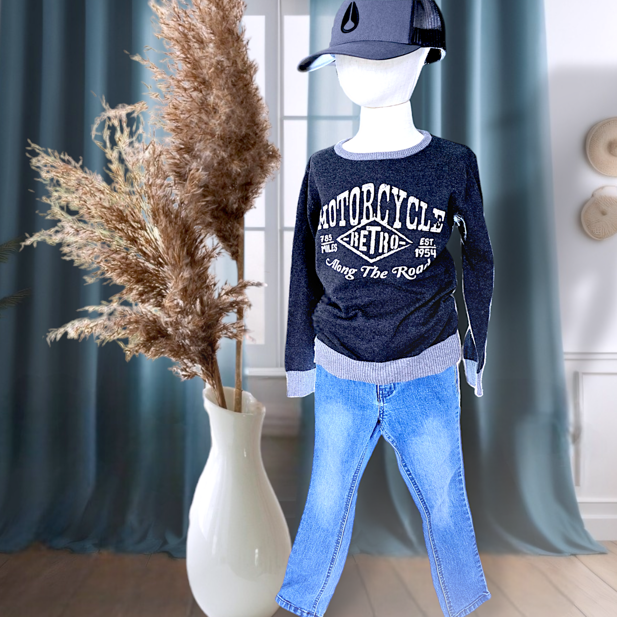 Pull garçon vintage gris anthracite - 𝐌𝐚𝐫𝐢𝐧𝐚𝟒𝟒𝐟𝐚𝐦𝐢𝐥𝐲