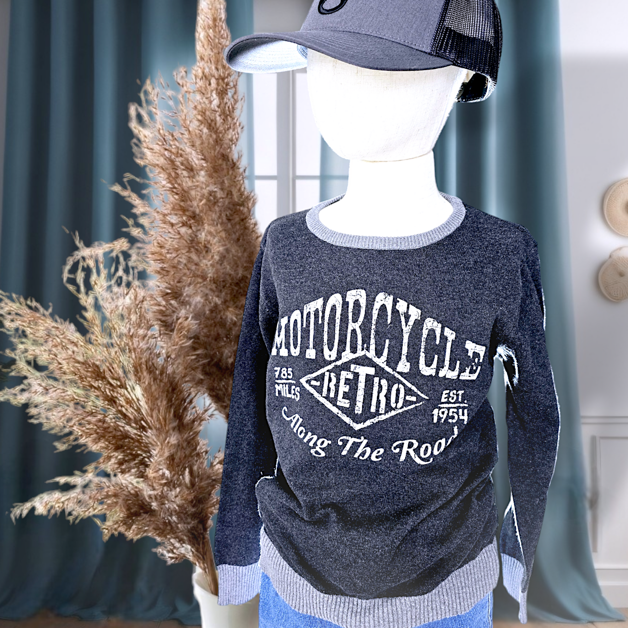Pull garçon vintage gris anthracite - 𝐌𝐚𝐫𝐢𝐧𝐚𝟒𝟒𝐟𝐚𝐦𝐢𝐥𝐲