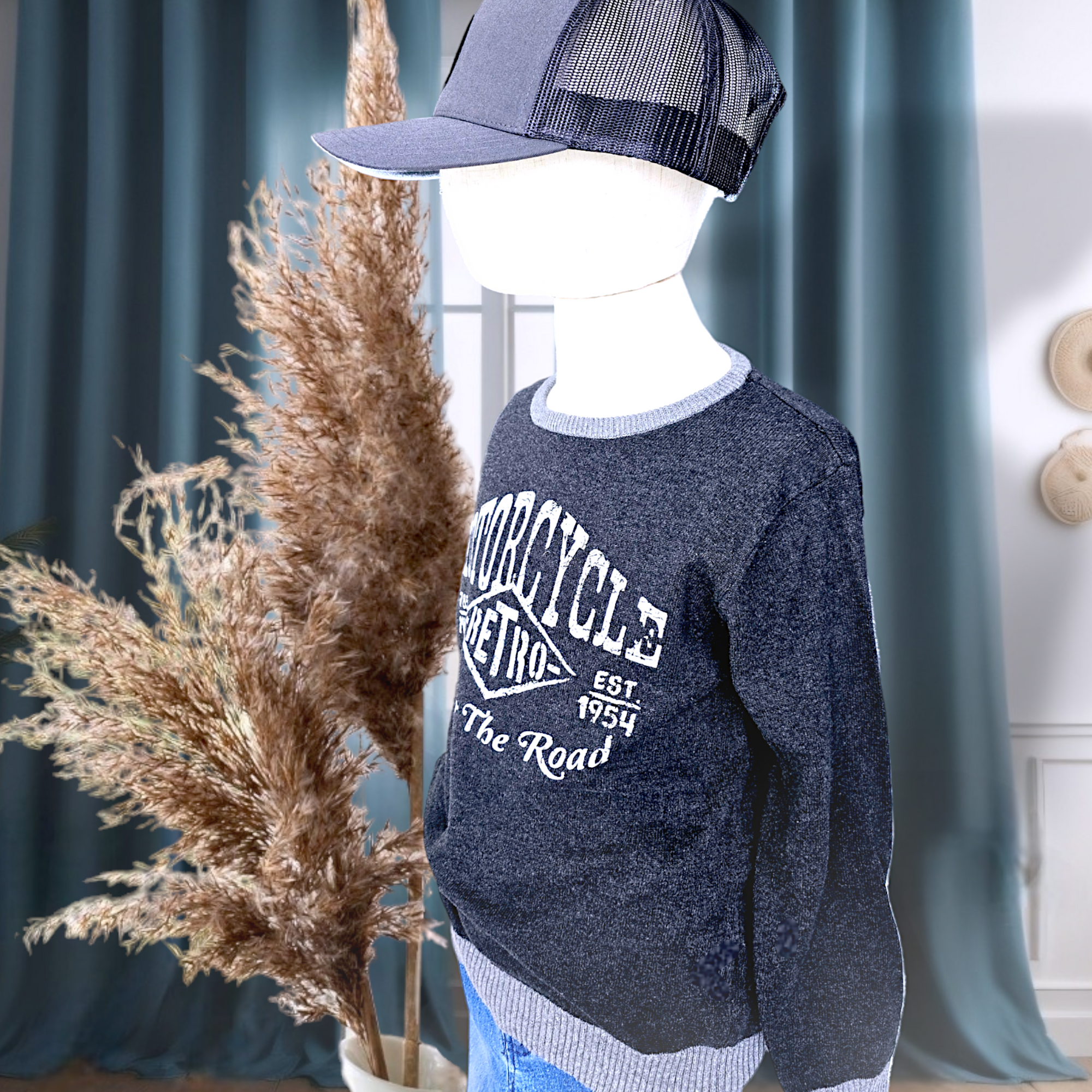 Pull garçon vintage gris anthracite - 𝐌𝐚𝐫𝐢𝐧𝐚𝟒𝟒𝐟𝐚𝐦𝐢𝐥𝐲