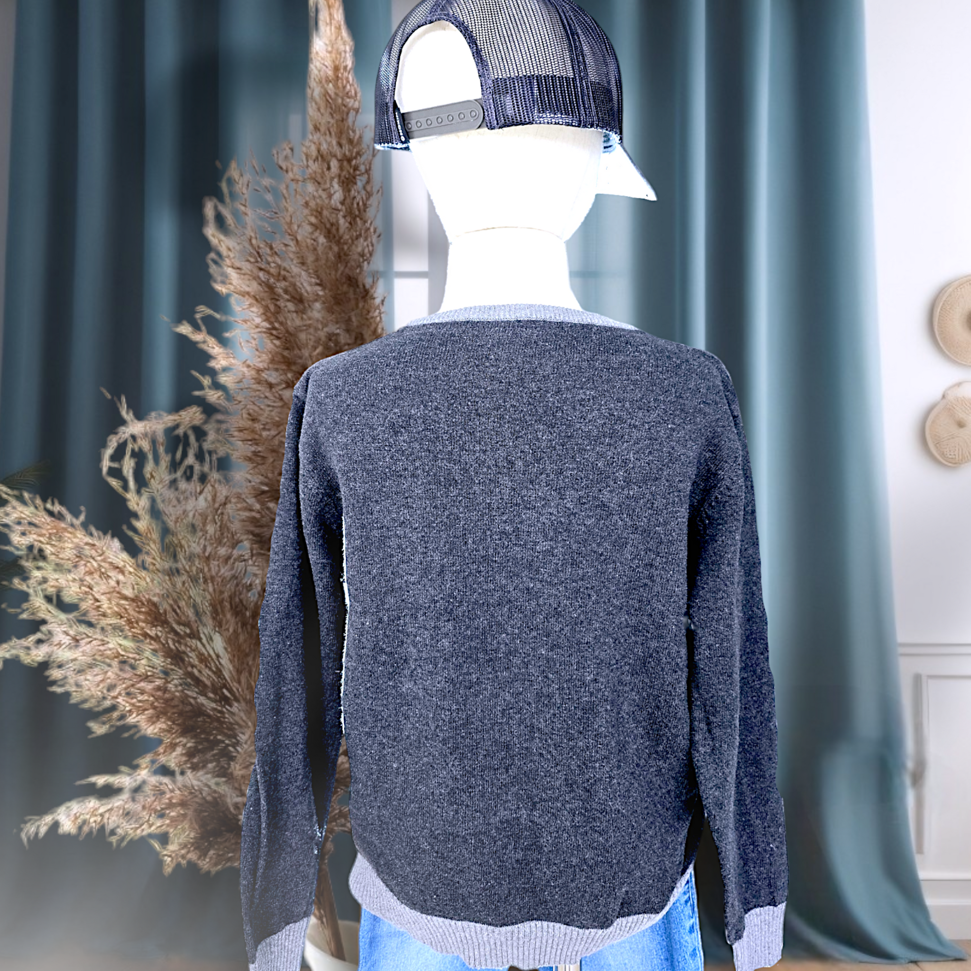 Pull garçon vintage gris anthracite - 𝐌𝐚𝐫𝐢𝐧𝐚𝟒𝟒𝐟𝐚𝐦𝐢𝐥𝐲