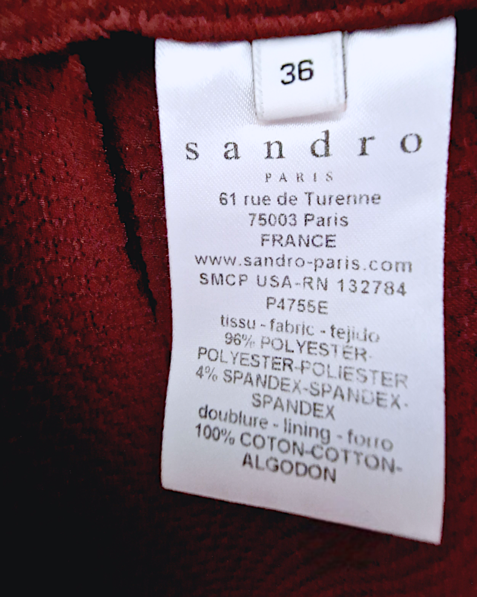Short chic bordeaux                             SANDRO - 𝐌𝐚𝐫𝐢𝐧𝐚𝟒𝟒𝐟𝐚𝐦𝐢𝐥𝐲