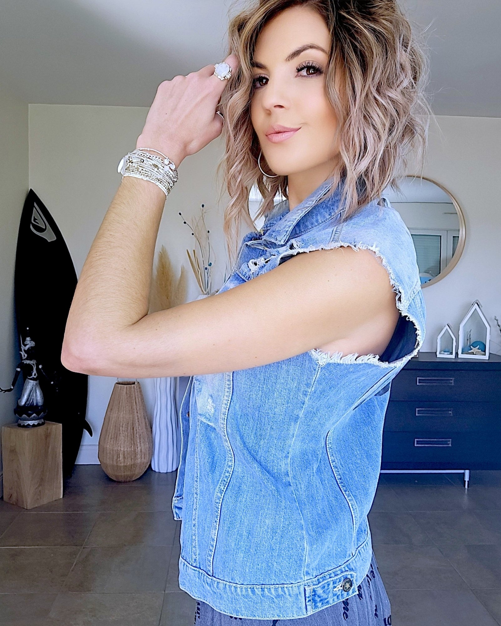 Veste denim Girls sans manche - 𝐌𝐚𝐫𝐢𝐧𝐚𝟒𝟒𝐟𝐚𝐦𝐢𝐥𝐲