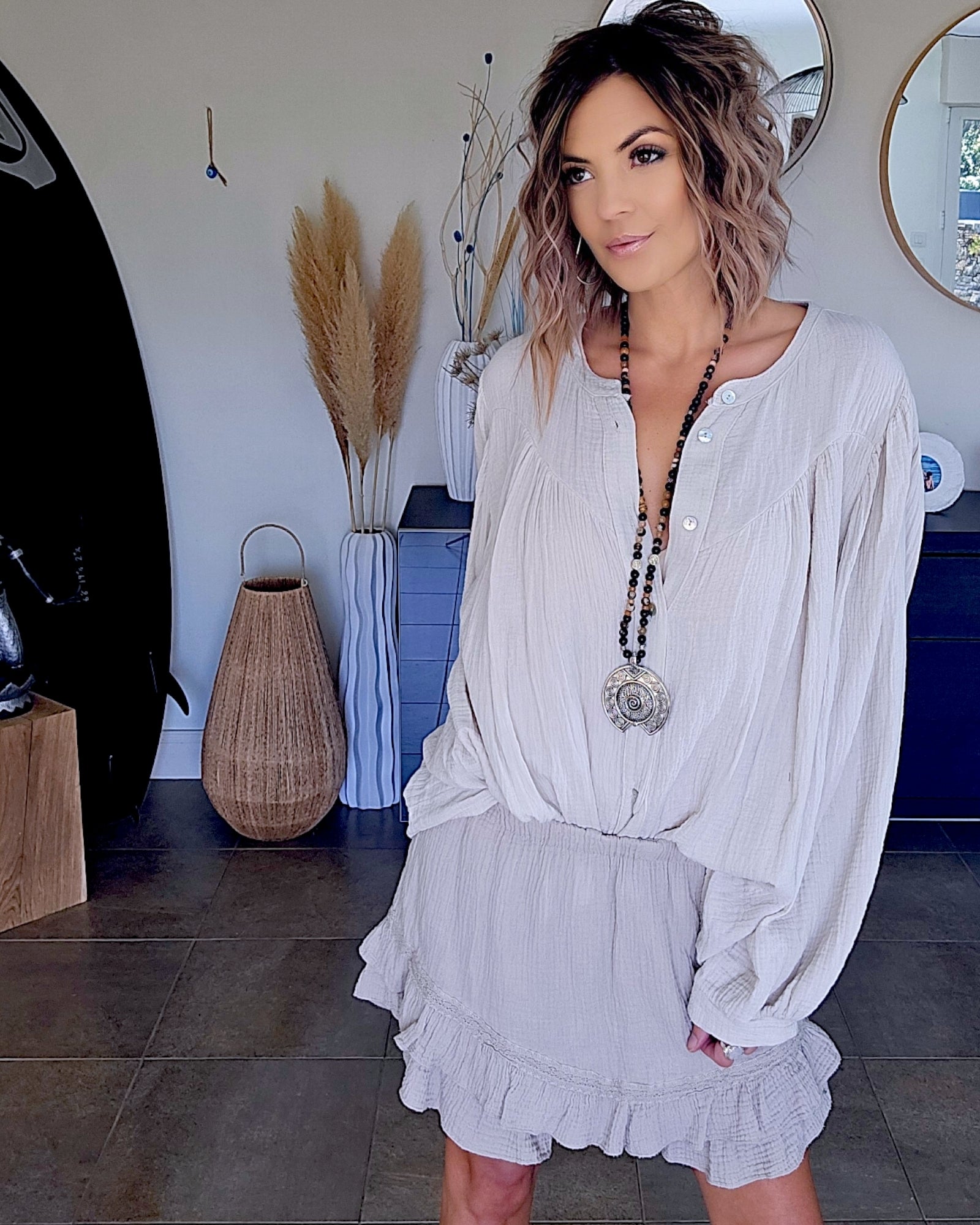 Ensemble gaze de coton beige - 𝐌𝐚𝐫𝐢𝐧𝐚𝟒𝟒𝐟𝐚𝐦𝐢𝐥𝐲
