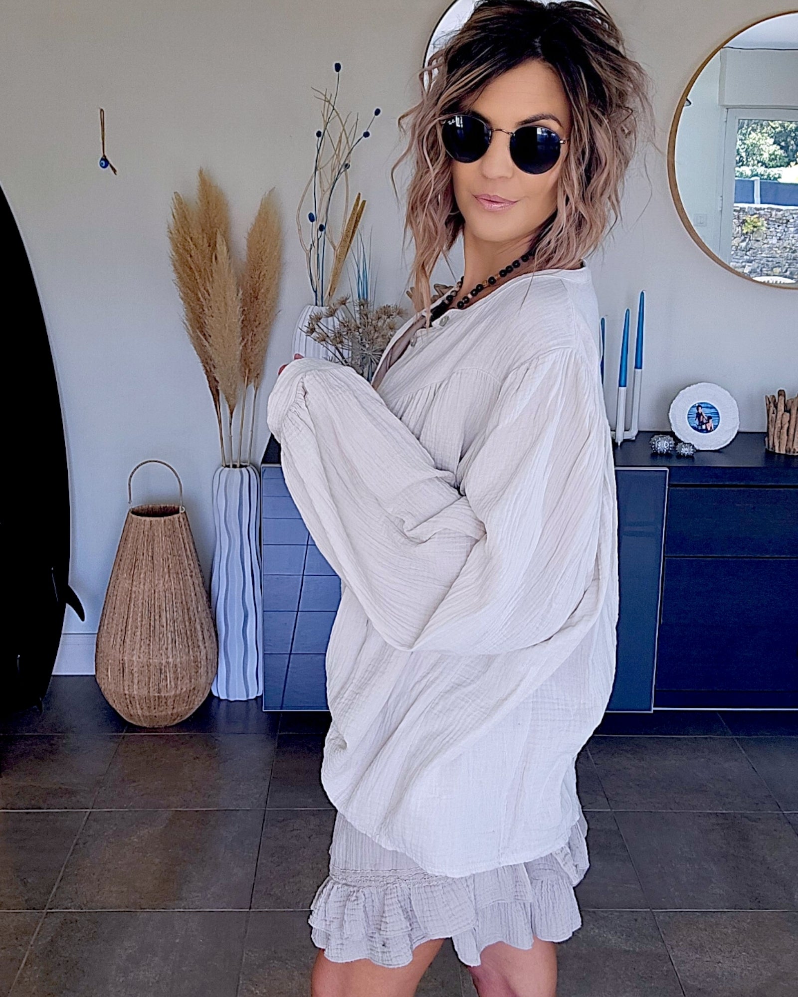 Ensemble gaze de coton beige - 𝐌𝐚𝐫𝐢𝐧𝐚𝟒𝟒𝐟𝐚𝐦𝐢𝐥𝐲