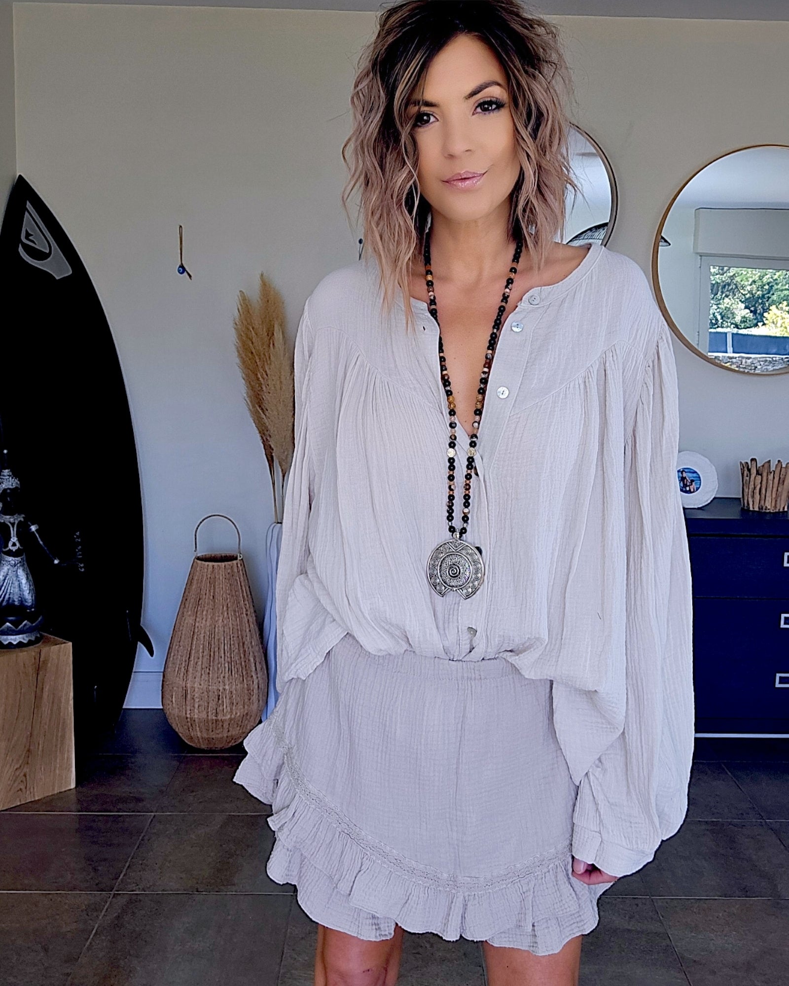 Ensemble gaze de coton beige - 𝐌𝐚𝐫𝐢𝐧𝐚𝟒𝟒𝐟𝐚𝐦𝐢𝐥𝐲