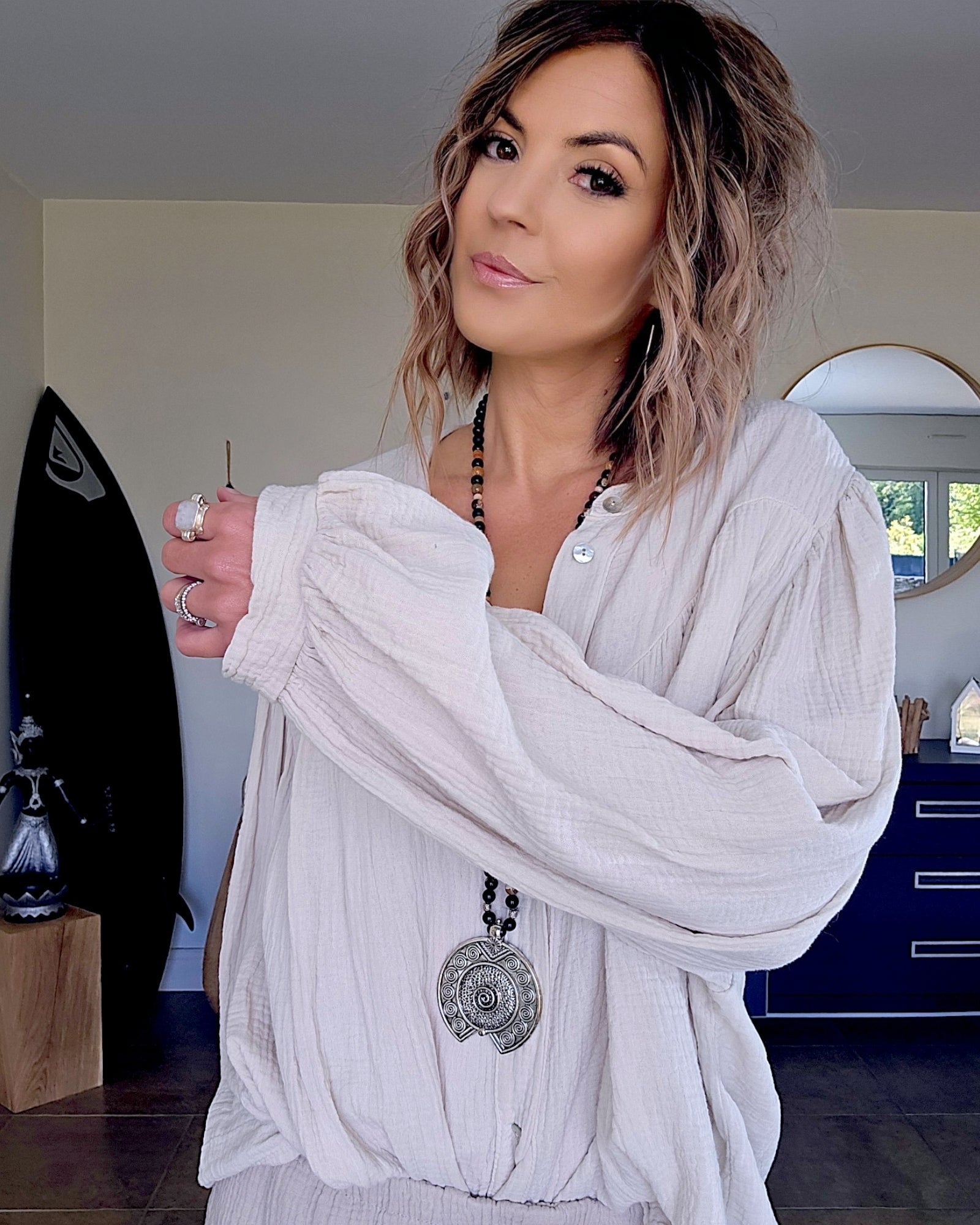 Ensemble gaze de coton beige - 𝐌𝐚𝐫𝐢𝐧𝐚𝟒𝟒𝐟𝐚𝐦𝐢𝐥𝐲