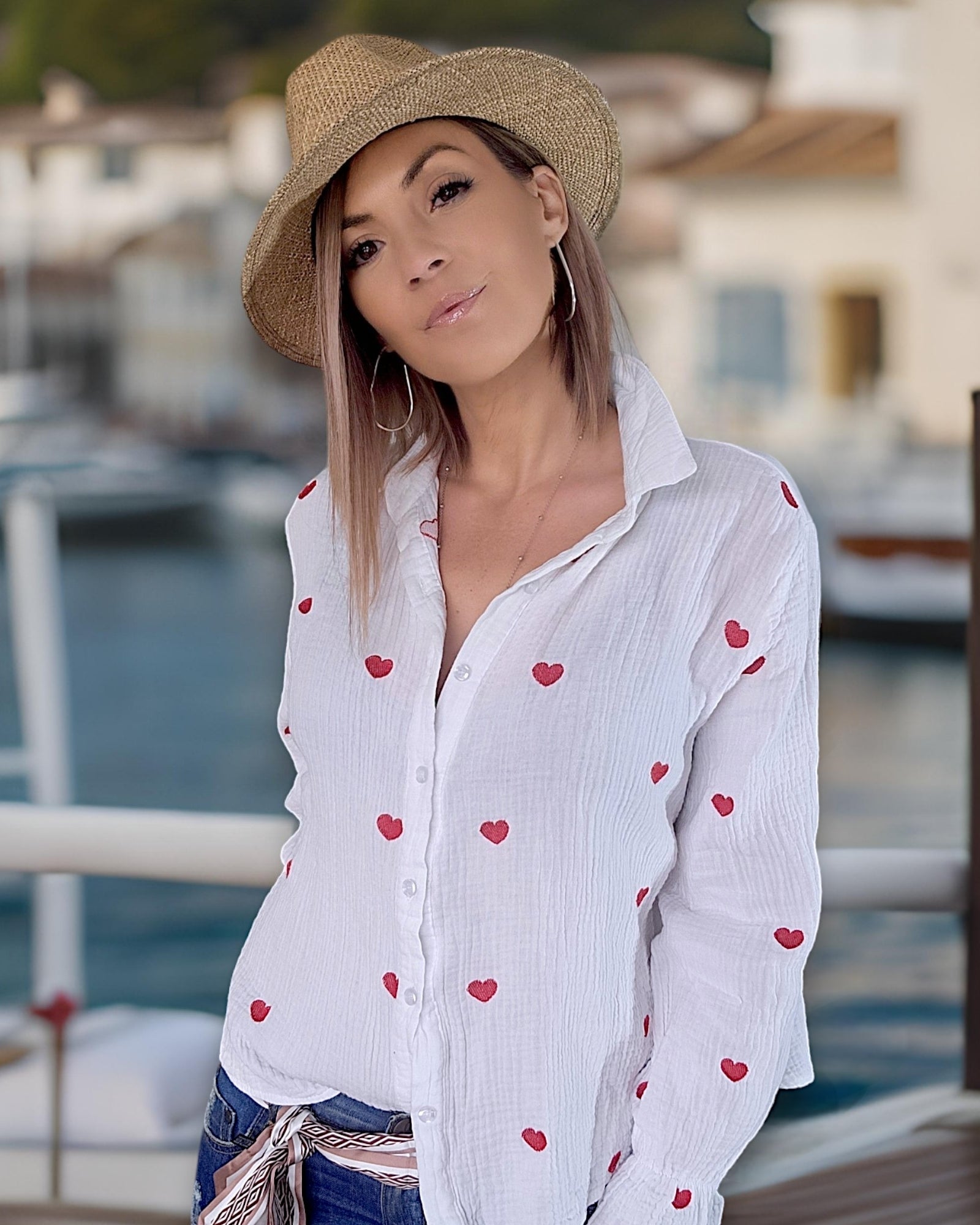 Chemise cœur en gaze de coton - 𝐌𝐚𝐫𝐢𝐧𝐚𝟒𝟒𝐟𝐚𝐦𝐢𝐥𝐲