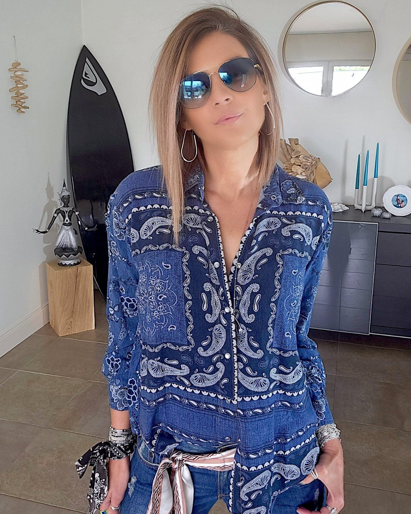 Chemise bandana bleu - 𝐌𝐚𝐫𝐢𝐧𝐚𝟒𝟒𝐟𝐚𝐦𝐢𝐥𝐲