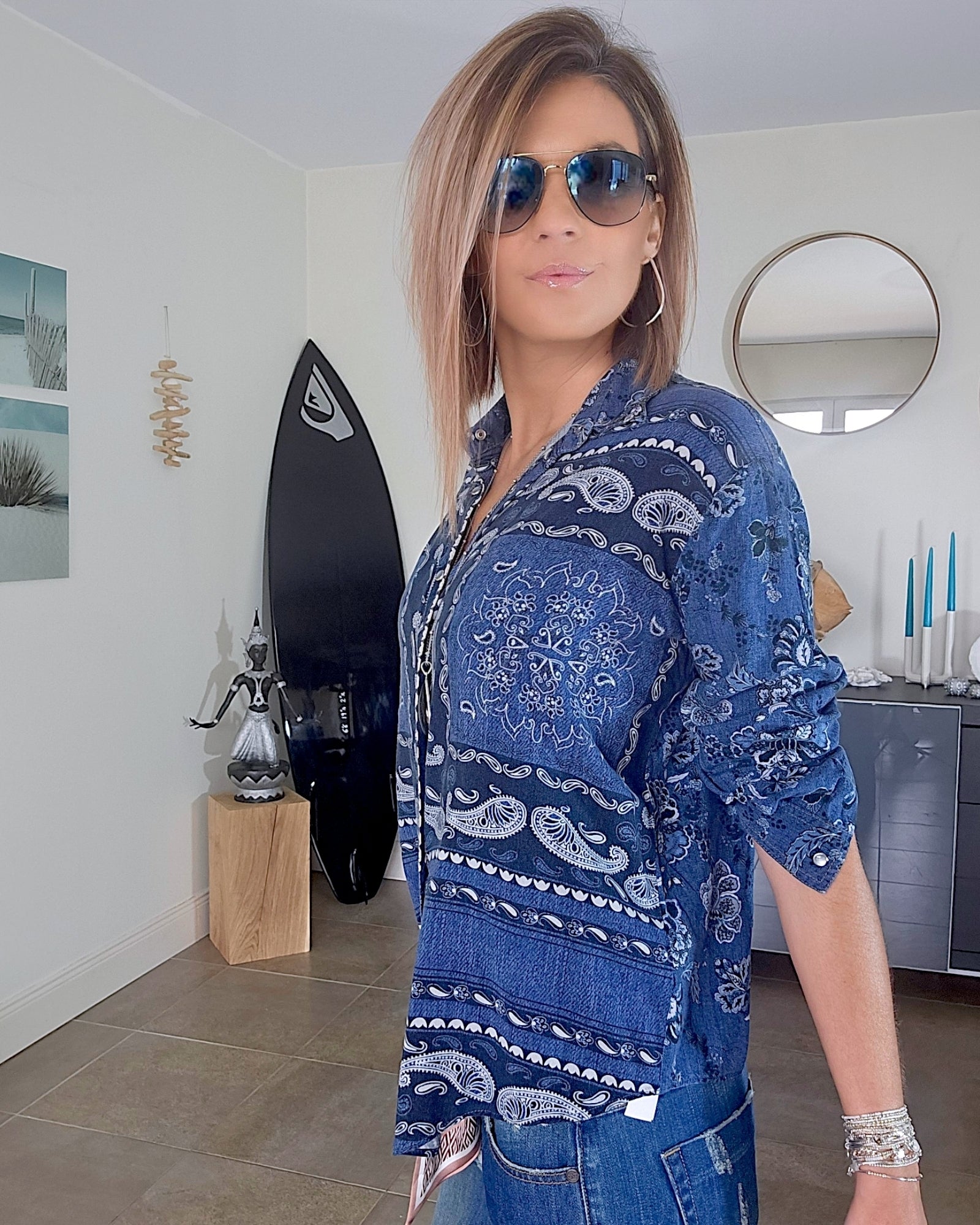 Chemise bandana bleu - 𝐌𝐚𝐫𝐢𝐧𝐚𝟒𝟒𝐟𝐚𝐦𝐢𝐥𝐲