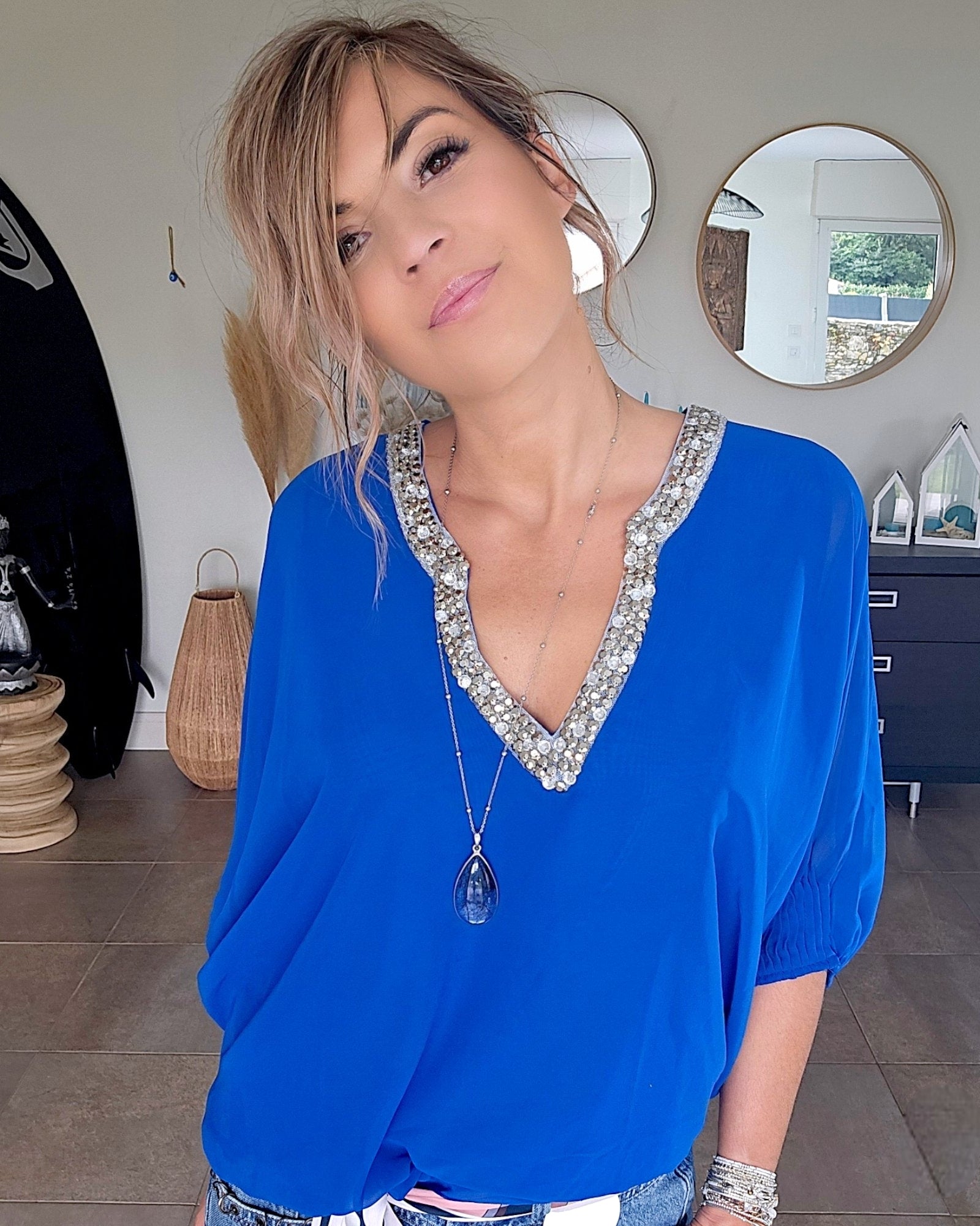 Blouse fluide bleu roi - 𝐌𝐚𝐫𝐢𝐧𝐚𝟒𝟒𝐟𝐚𝐦𝐢𝐥𝐲
