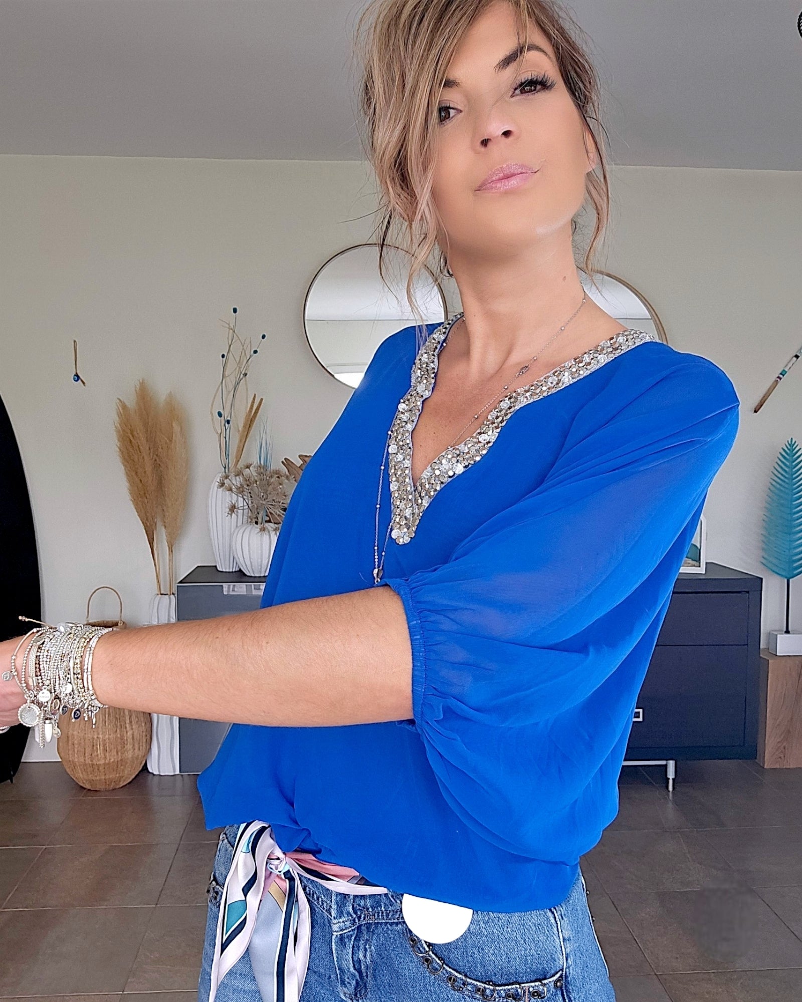 Blouse fluide bleu roi - 𝐌𝐚𝐫𝐢𝐧𝐚𝟒𝟒𝐟𝐚𝐦𝐢𝐥𝐲