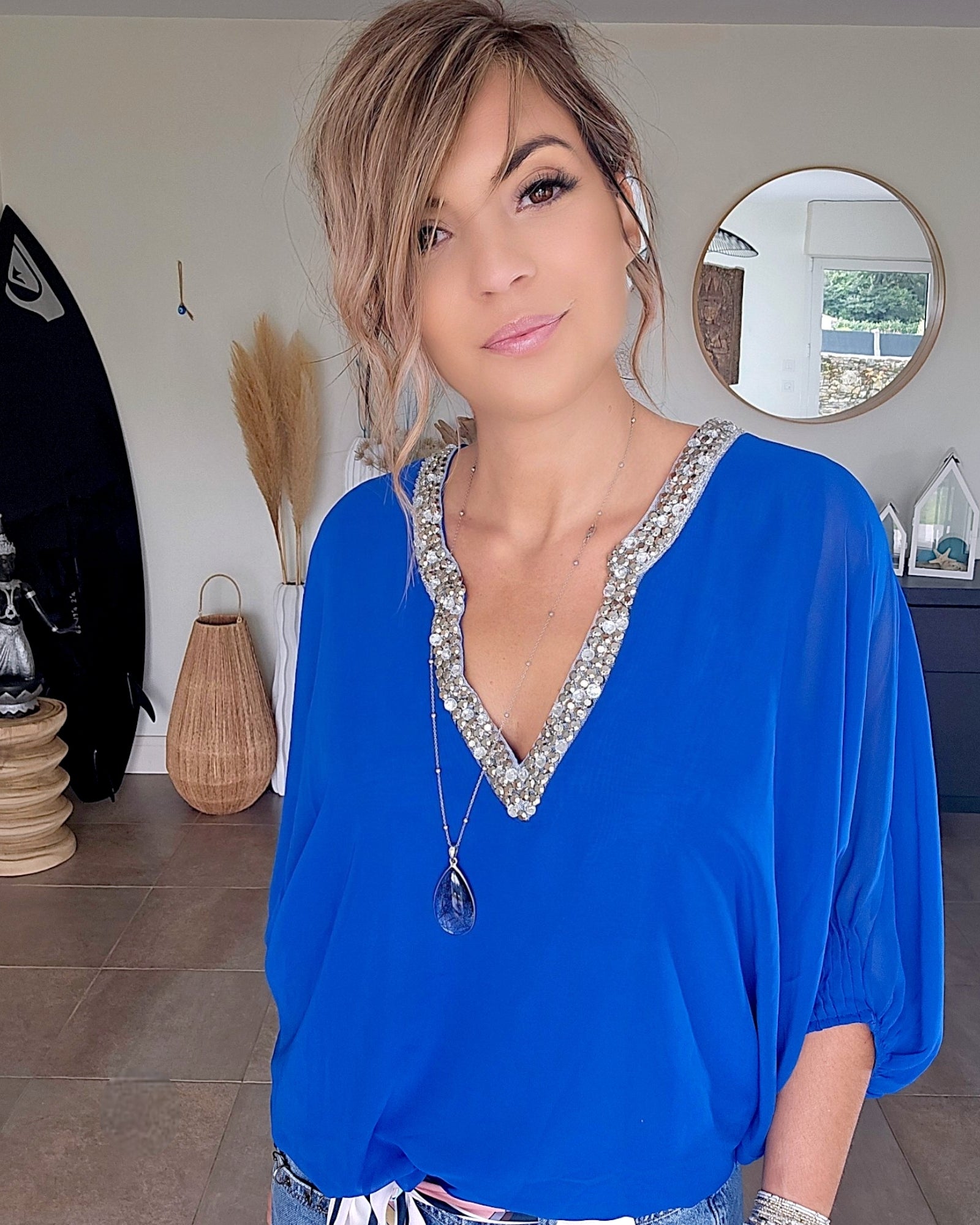 Blouse fluide bleu roi - 𝐌𝐚𝐫𝐢𝐧𝐚𝟒𝟒𝐟𝐚𝐦𝐢𝐥𝐲