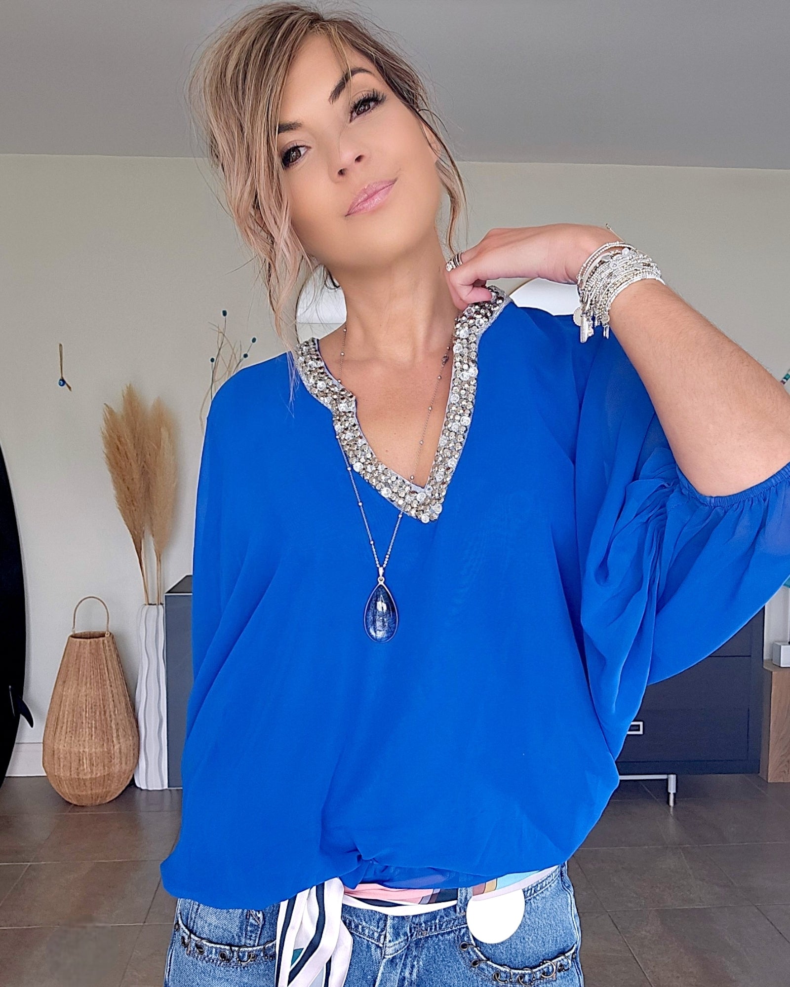 Blouse fluide bleu roi - 𝐌𝐚𝐫𝐢𝐧𝐚𝟒𝟒𝐟𝐚𝐦𝐢𝐥𝐲