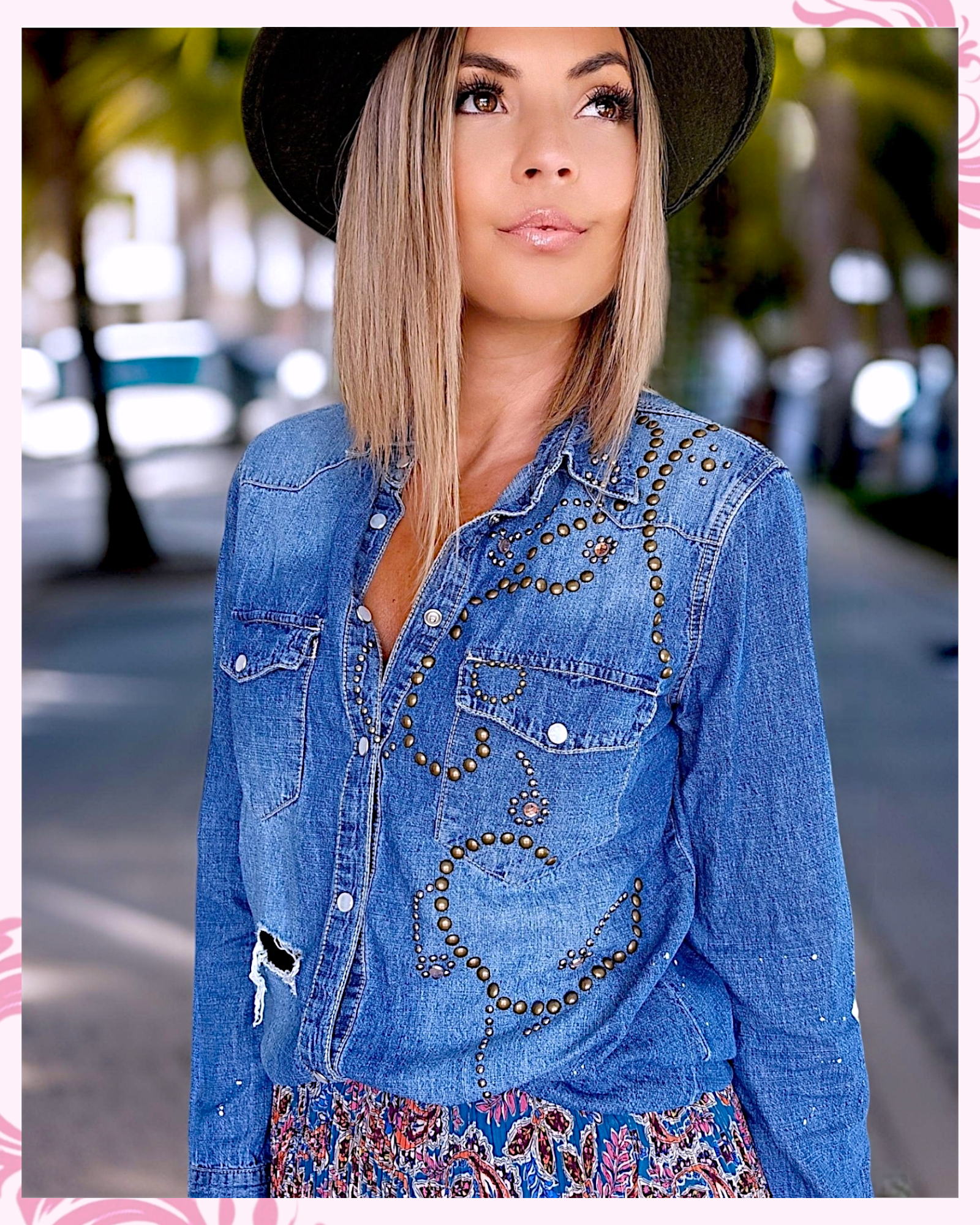 Chemise cloutées en denim - 𝐌𝐚𝐫𝐢𝐧𝐚𝟒𝟒𝐟𝐚𝐦𝐢𝐥𝐲