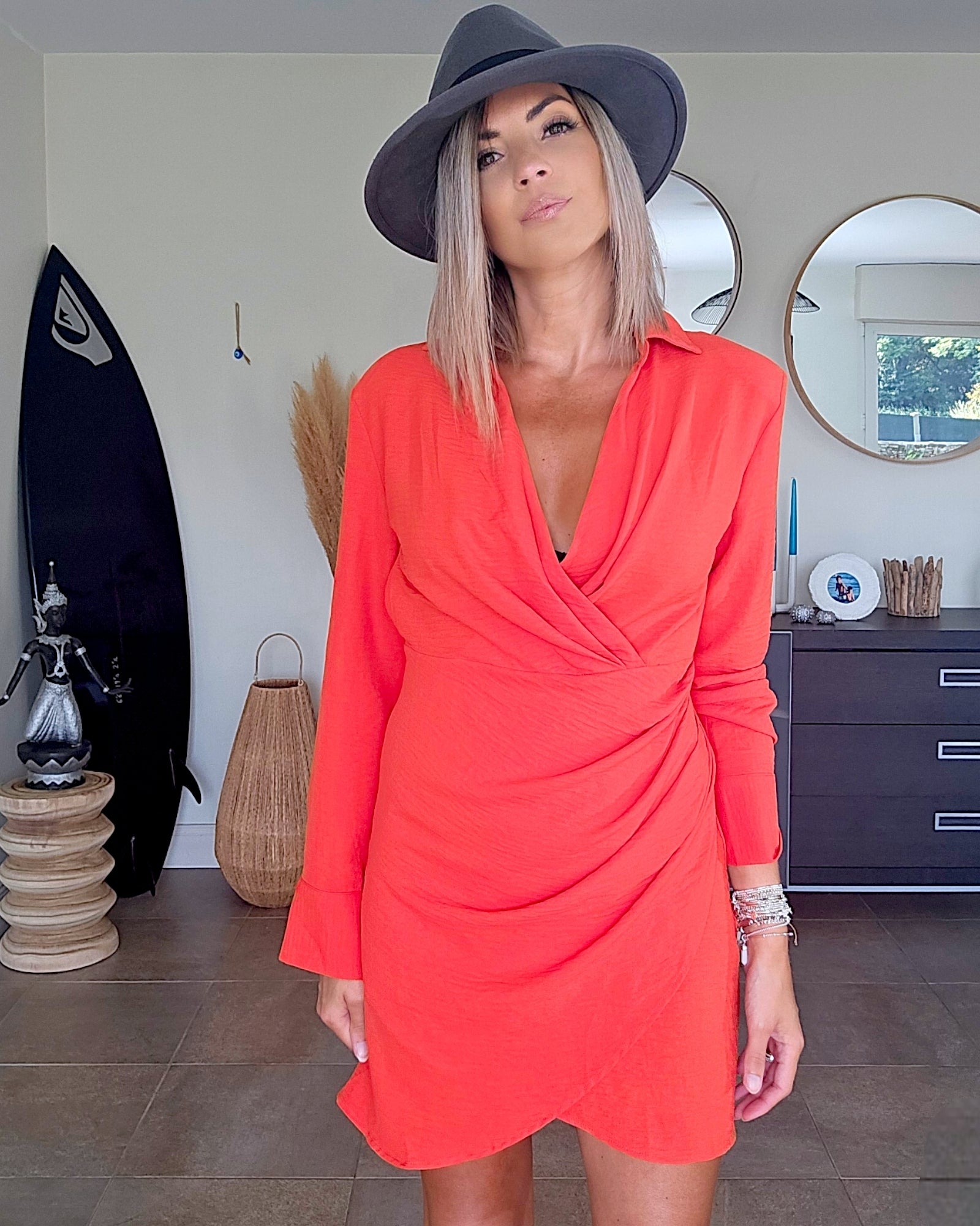Robe chic rouge corail - 𝐌𝐚𝐫𝐢𝐧𝐚𝟒𝟒𝐟𝐚𝐦𝐢𝐥𝐲