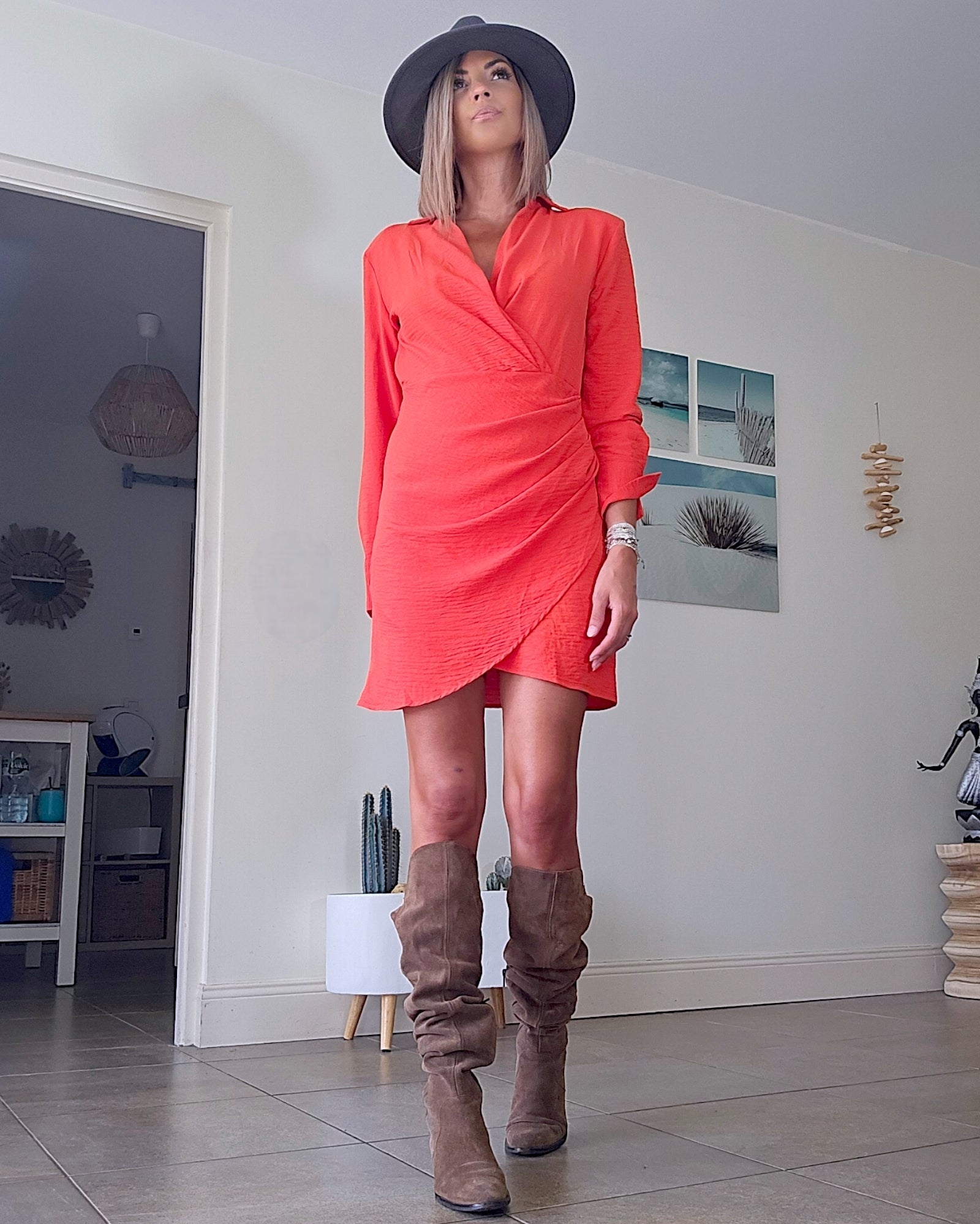 Robe chic rouge corail - 𝐌𝐚𝐫𝐢𝐧𝐚𝟒𝟒𝐟𝐚𝐦𝐢𝐥𝐲