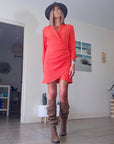 Robe chic rouge corail - 𝐌𝐚𝐫𝐢𝐧𝐚𝟒𝟒𝐟𝐚𝐦𝐢𝐥𝐲