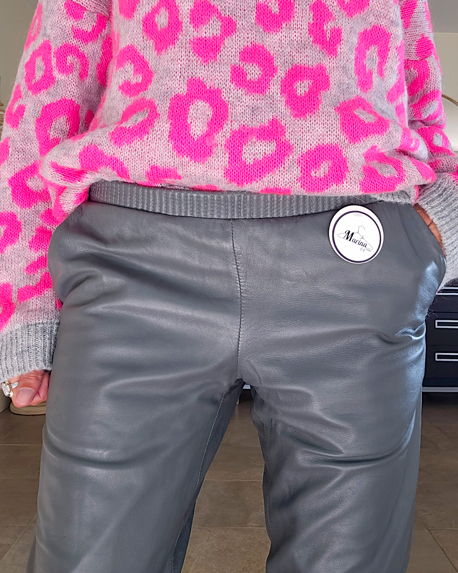 Pantalon jog en cuir