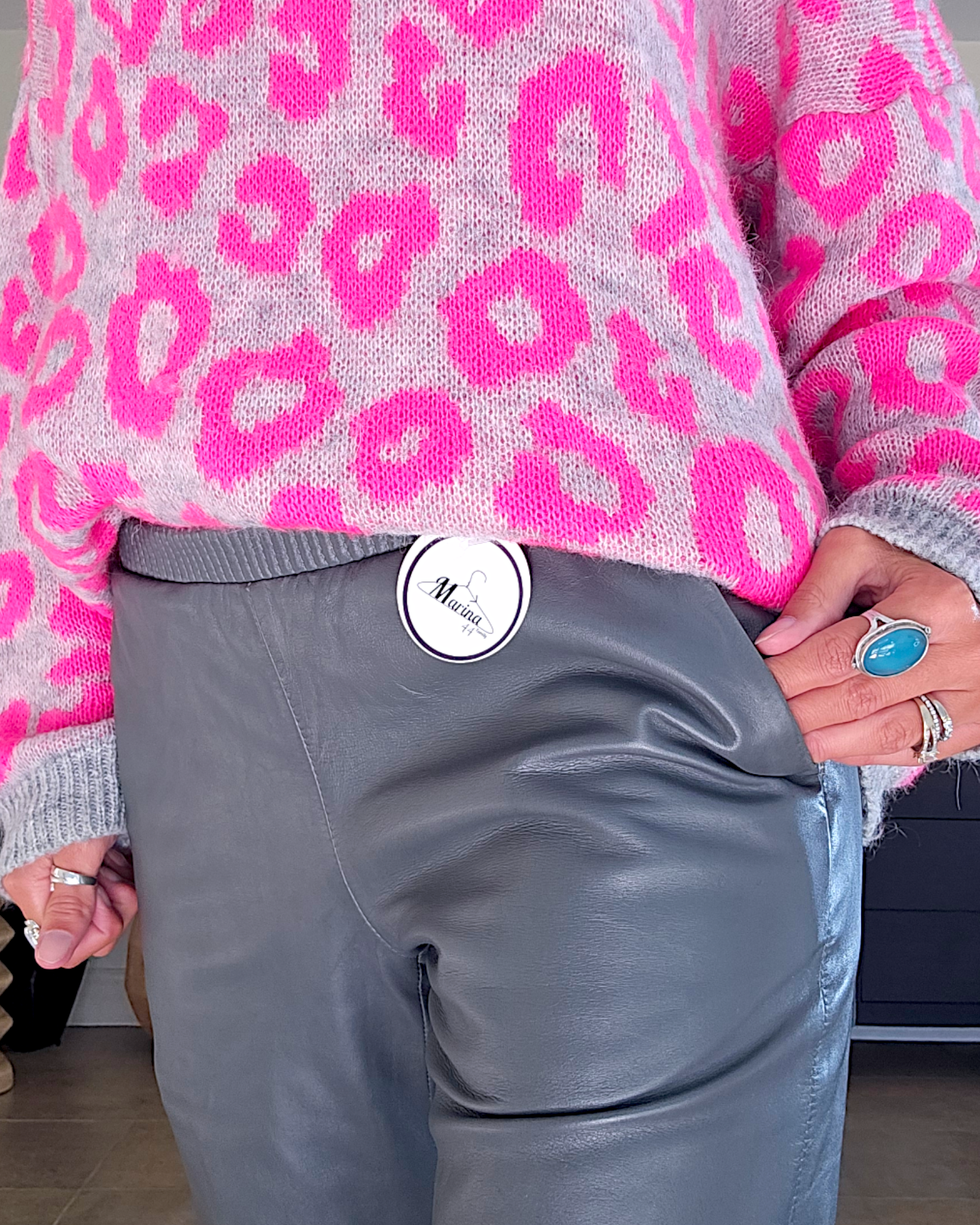 Pantalon jog en cuir