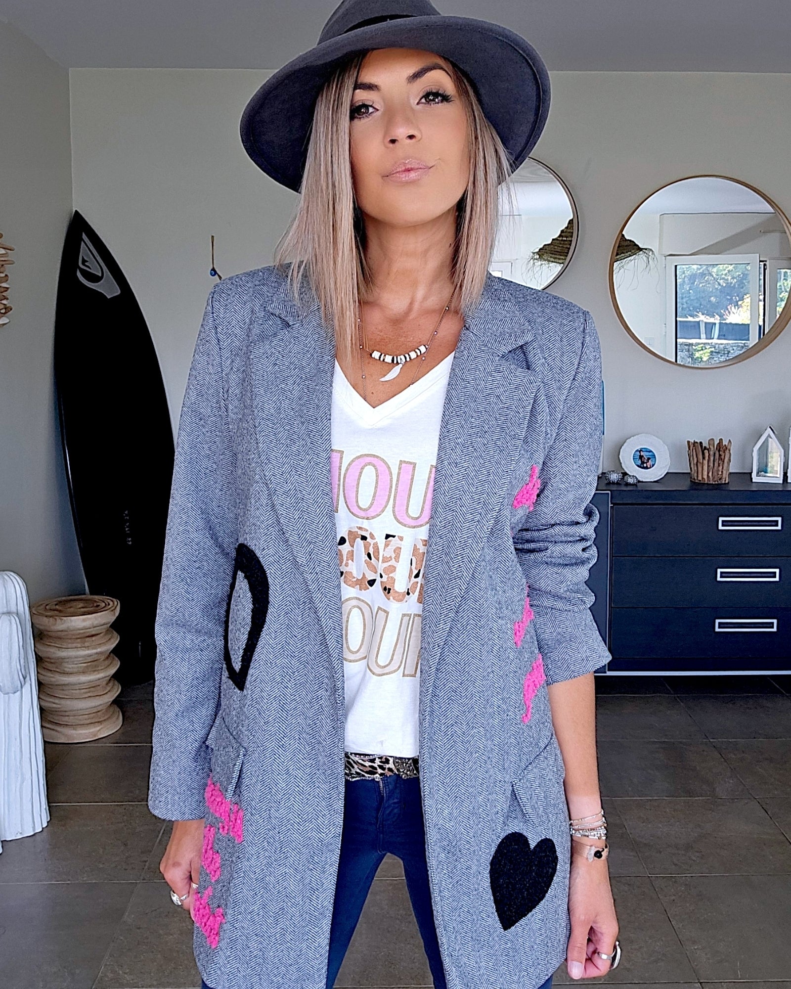 Veste boy en chevron