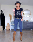 Tee-shirt noir col en V