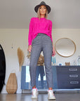 Pull torsadé fuchsia