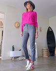 Pull torsadé fuchsia