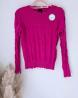 Pull torsadé fuchsia