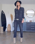 Chemise noire en denim