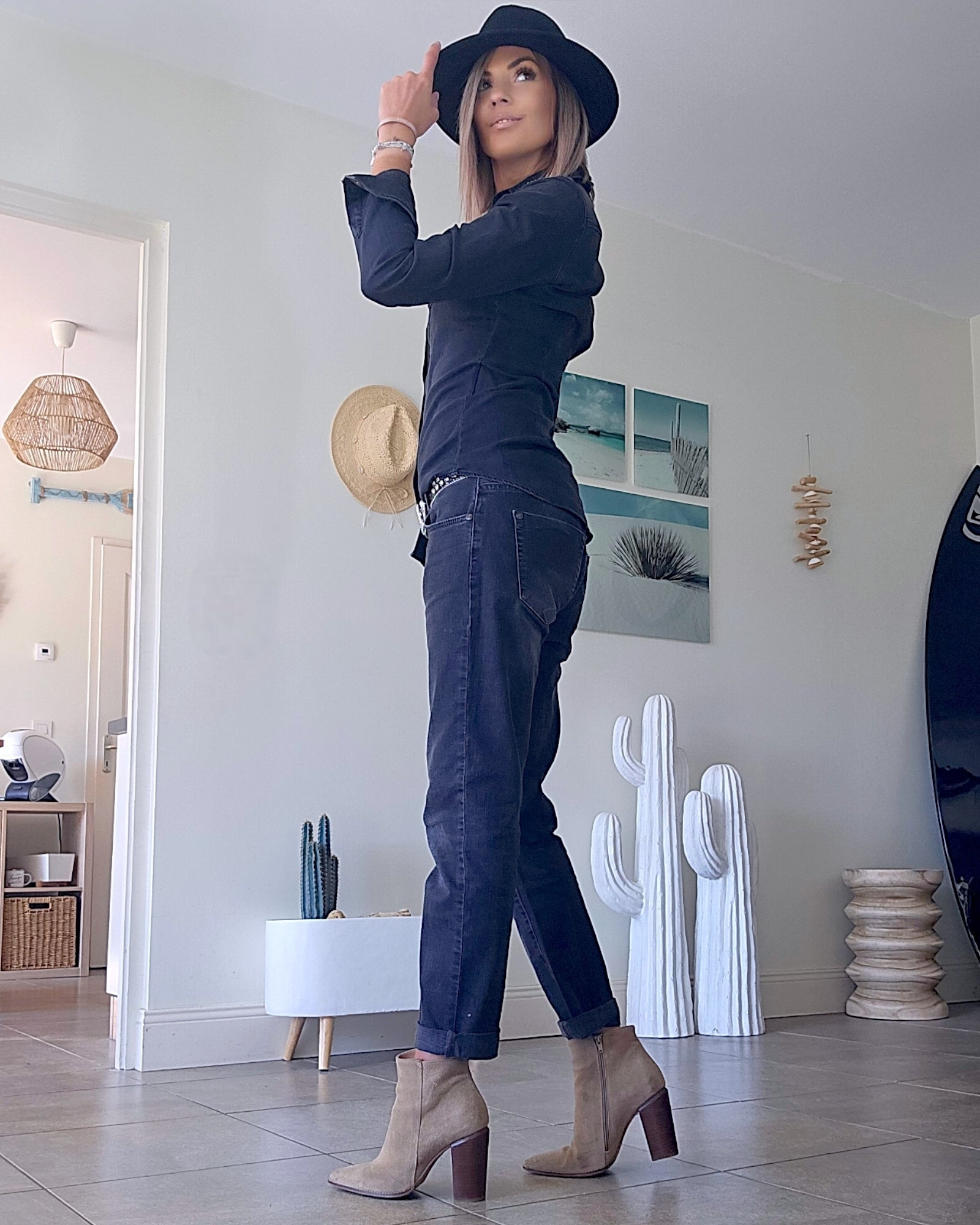 Chemise noire en denim