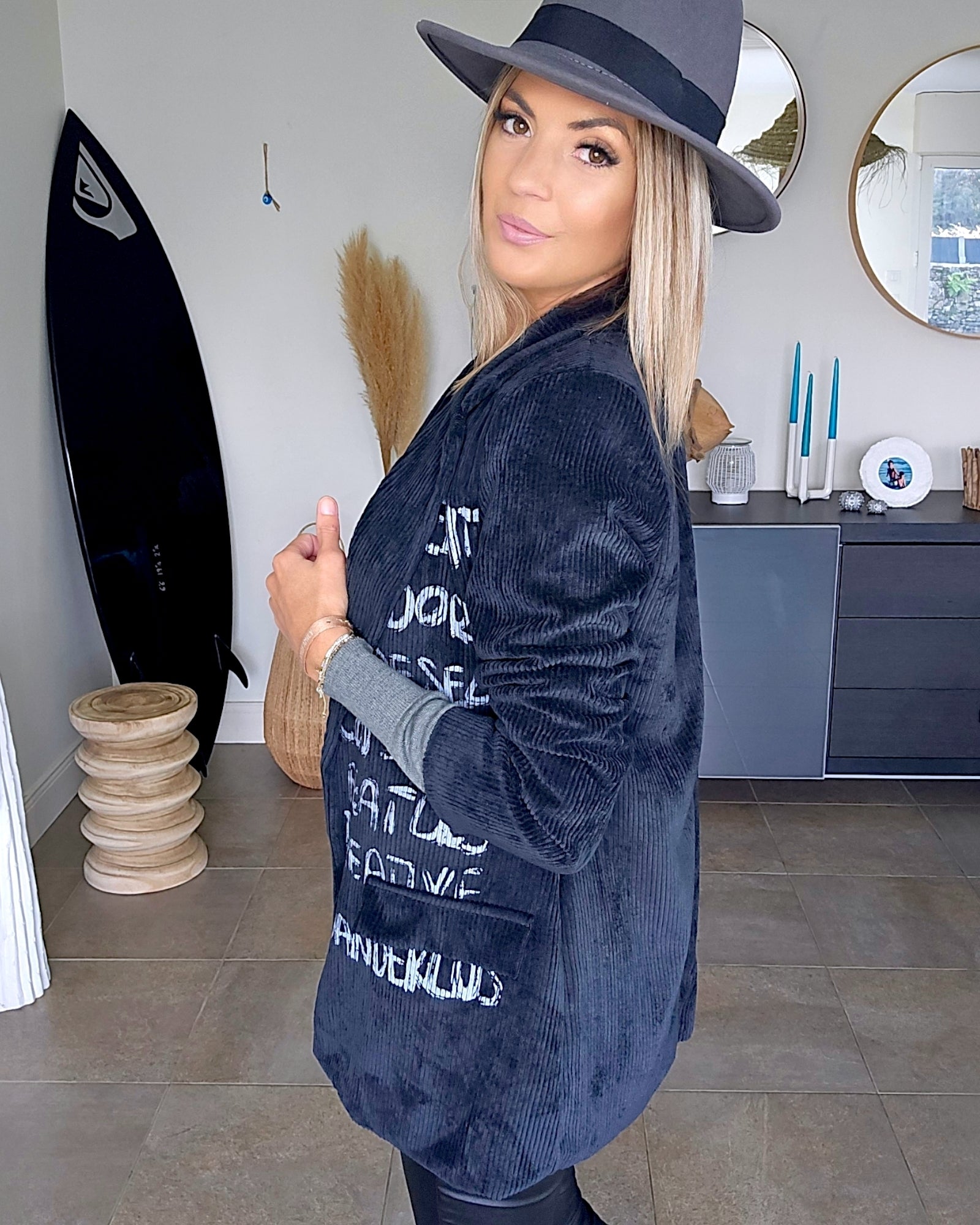 Veste velours côtelé à tag