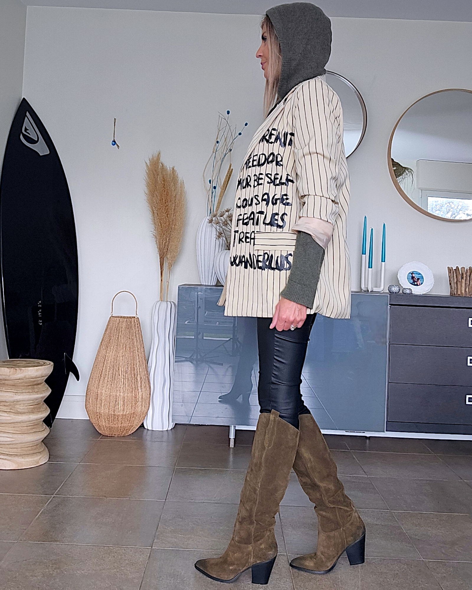 Veste boy à rayures et tags
