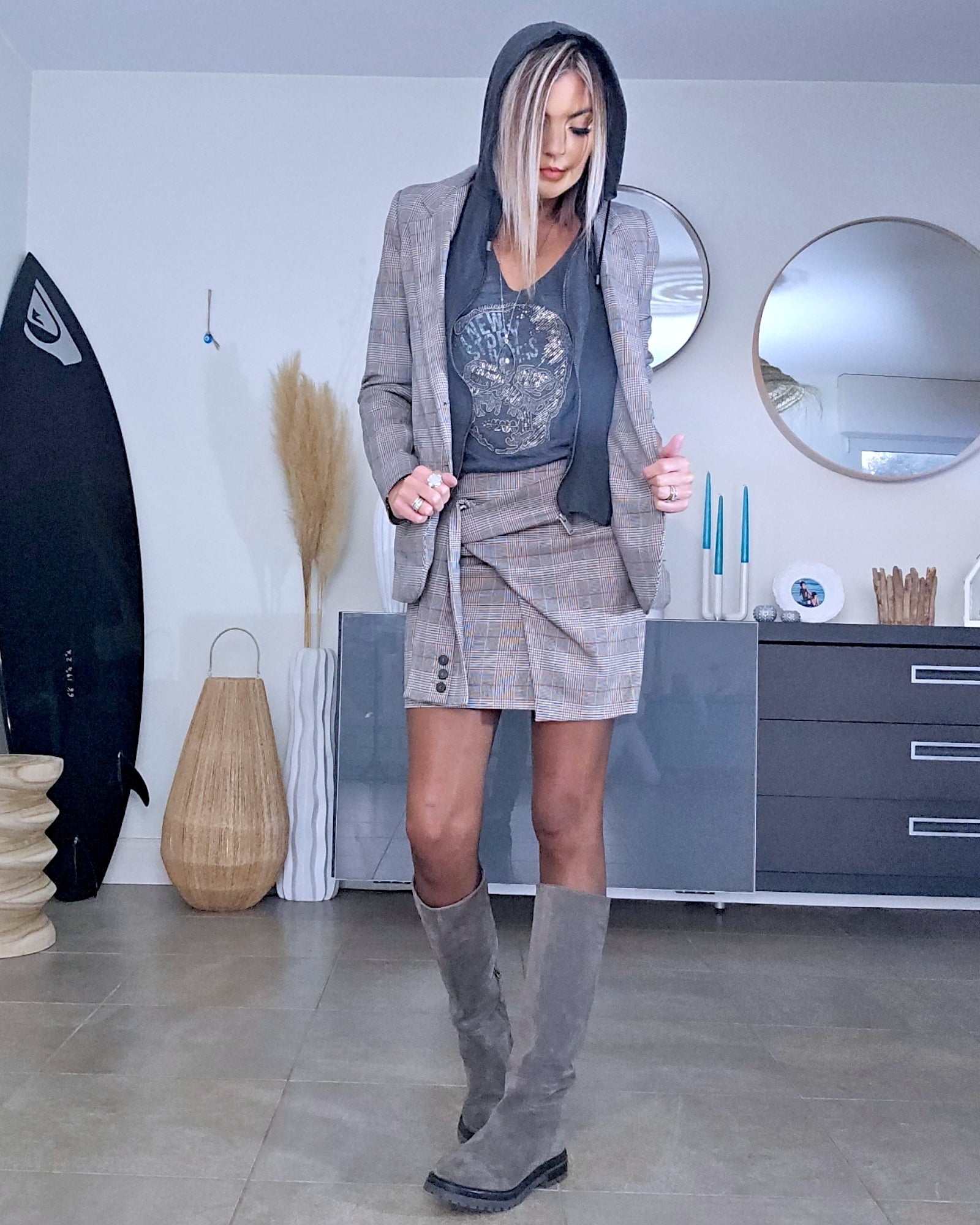 Veste carreaux à capuche - 𝐌𝐚𝐫𝐢𝐧𝐚𝟒𝟒𝐟𝐚𝐦𝐢𝐥𝐲