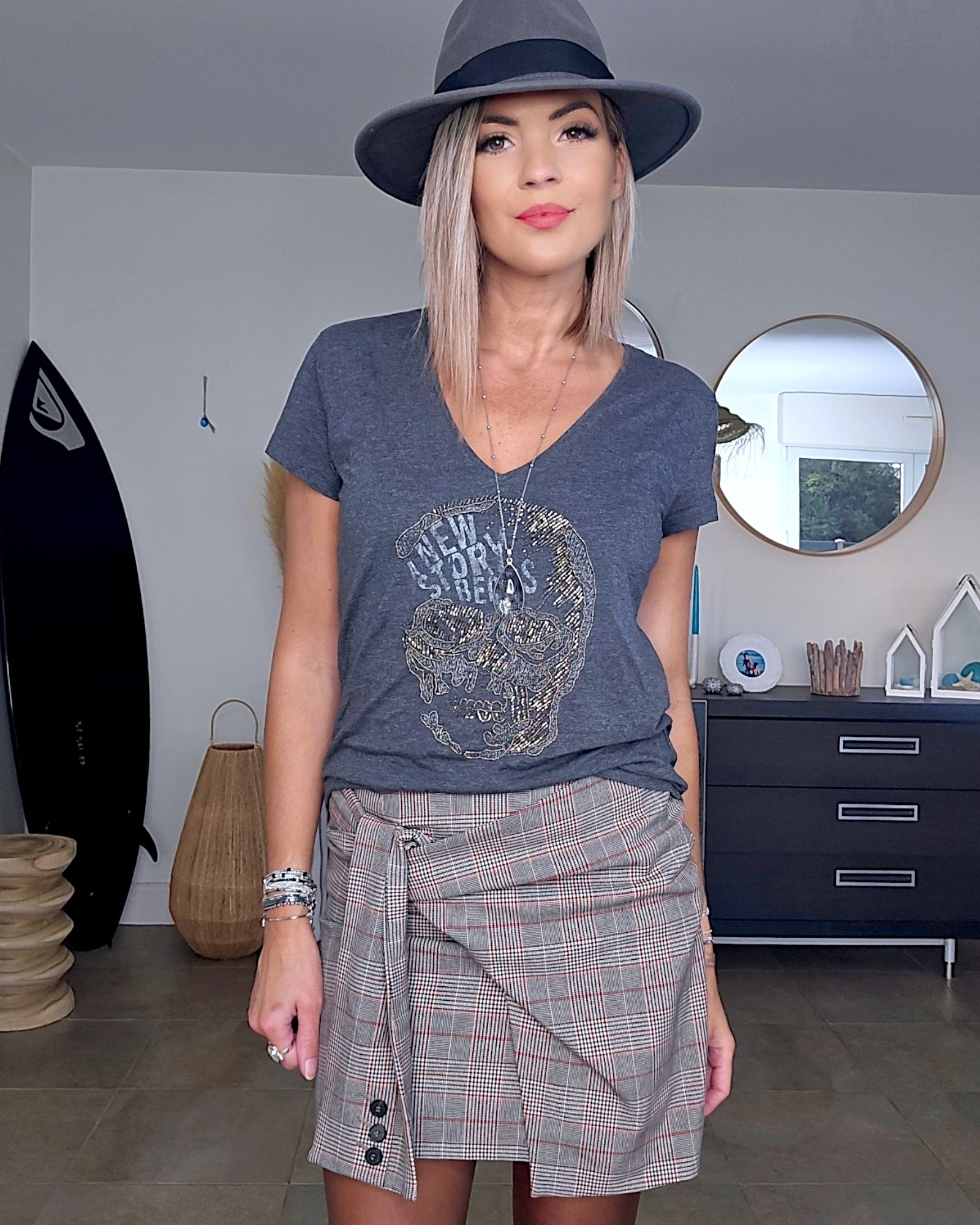 Tee-shirt skull a perles bijoux