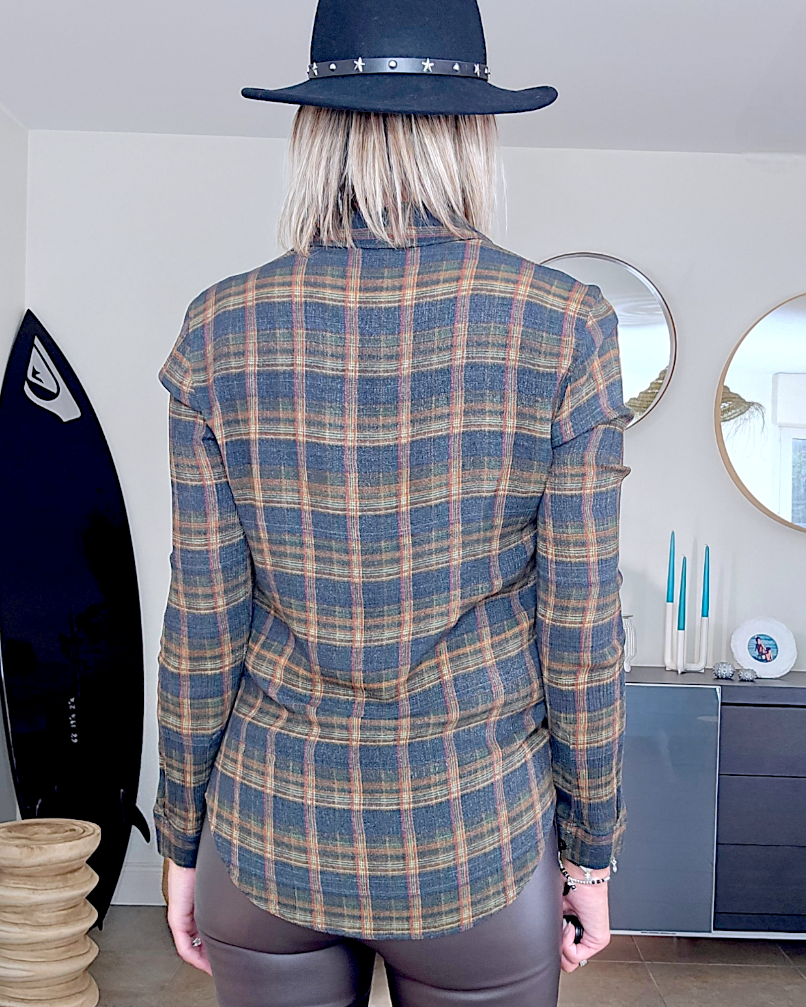 Chemise métallisée à carreaux