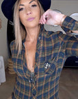 Chemise métallisée à carreaux