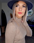 Pull beige col cheminé