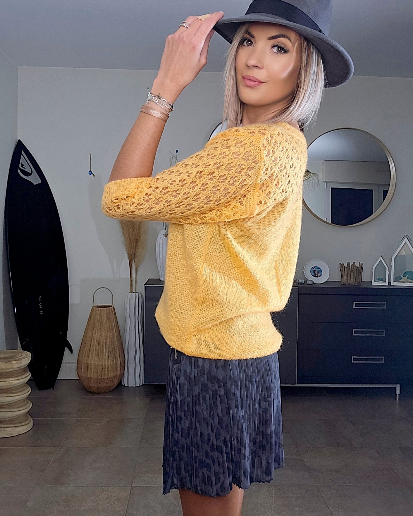 🔥Pull jaune ajouré