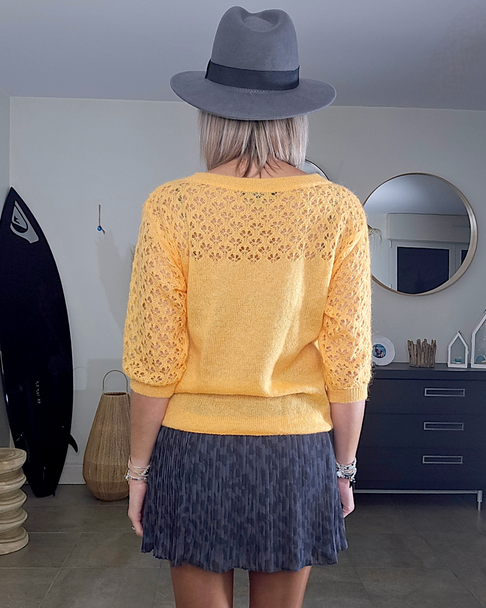 🔥Pull jaune ajouré
