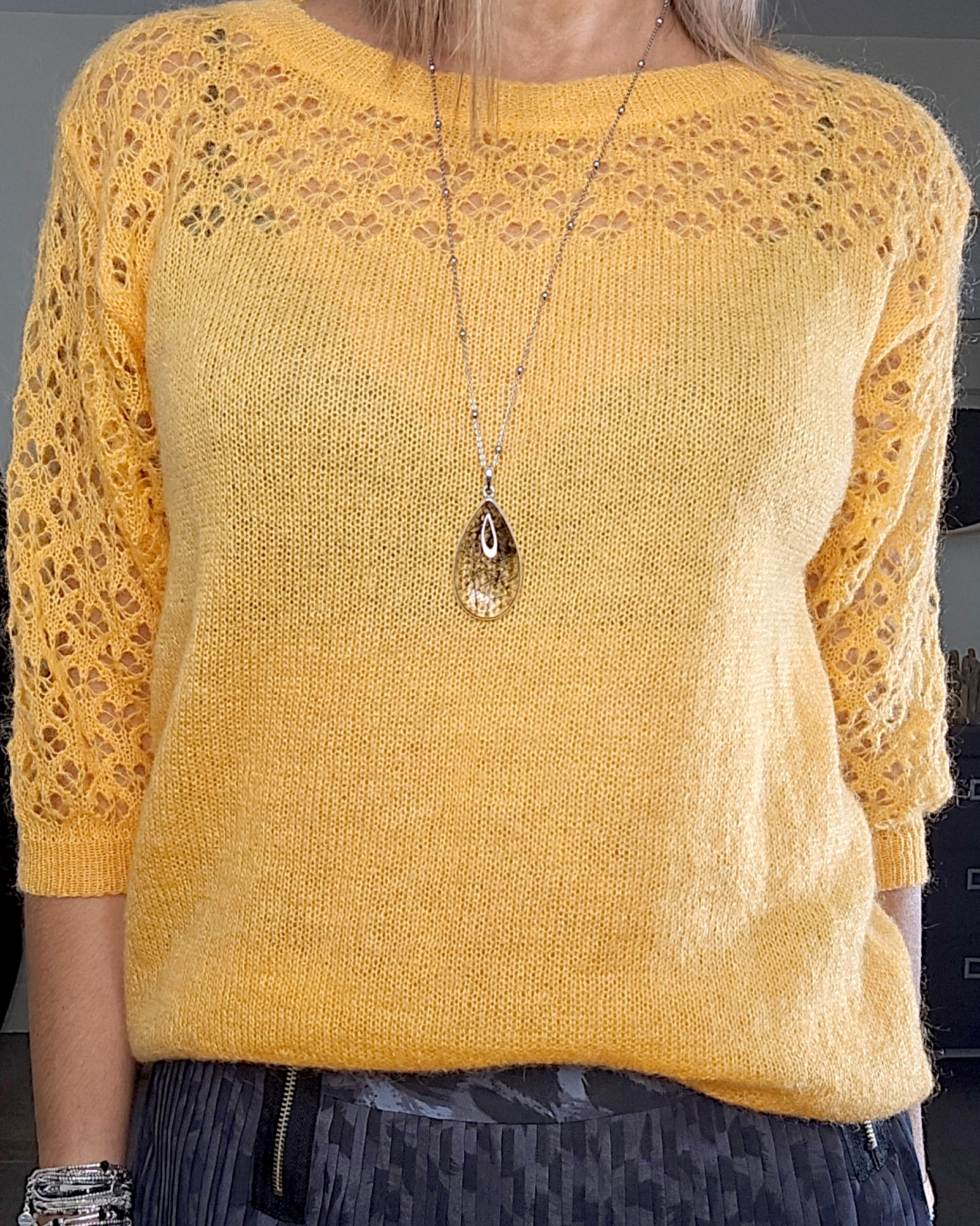 🔥Pull jaune ajouré