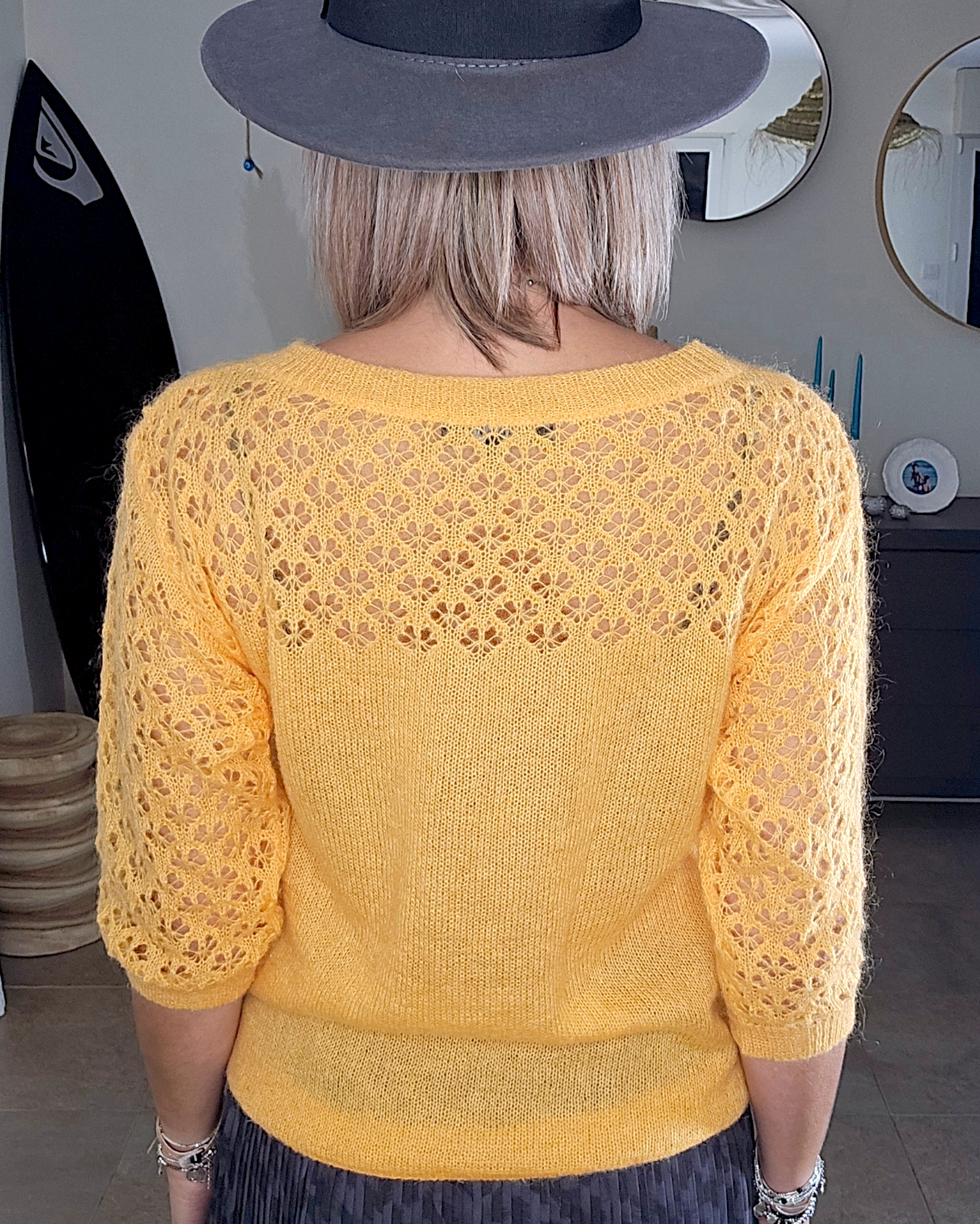 🔥Pull jaune ajouré