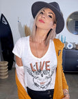 Tee-shirt blanc cassé Live